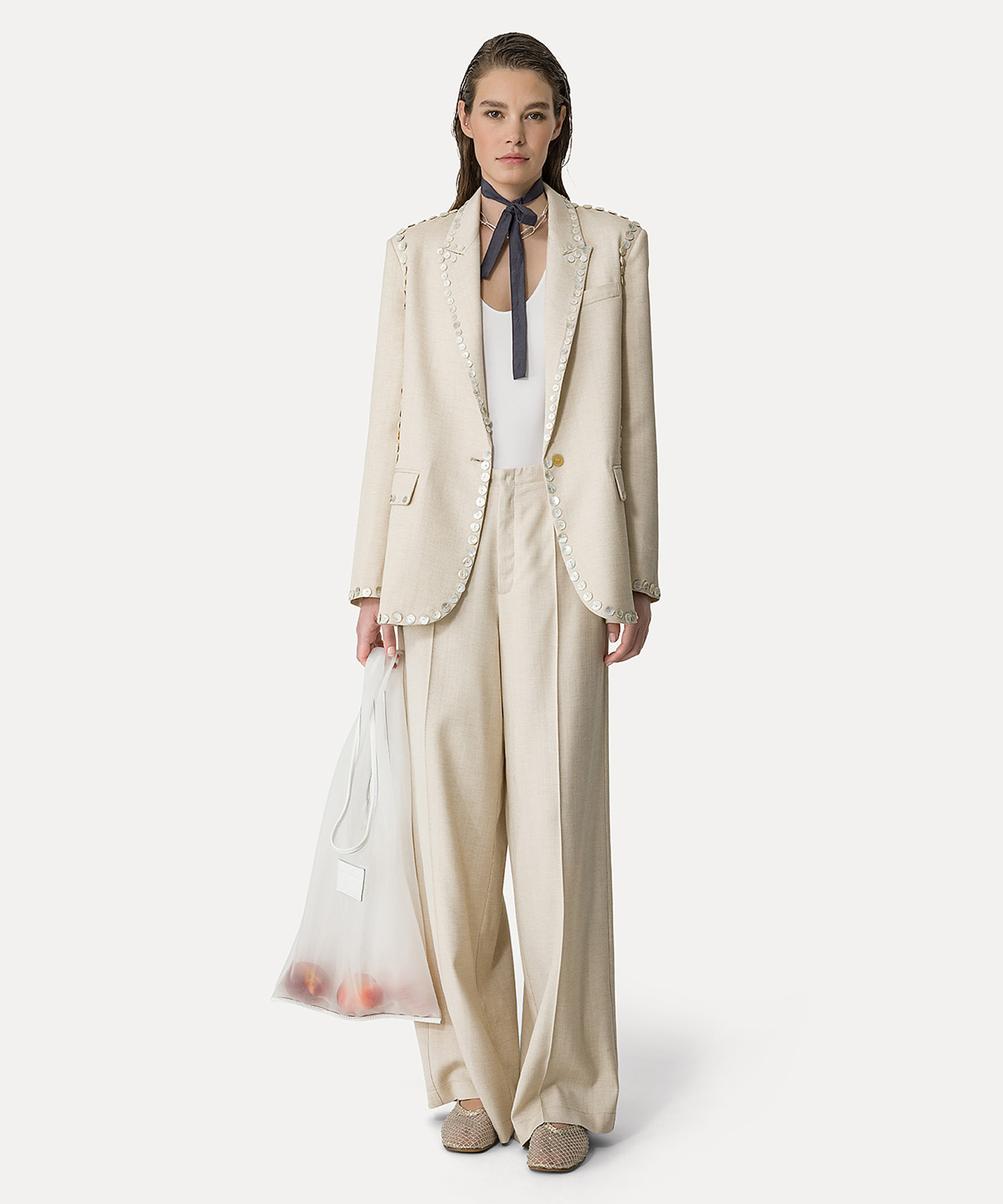 パンツ forte forte 13562_MY PANTS Trousers wide–leg trousers with a pinstripe pattern orchidea
