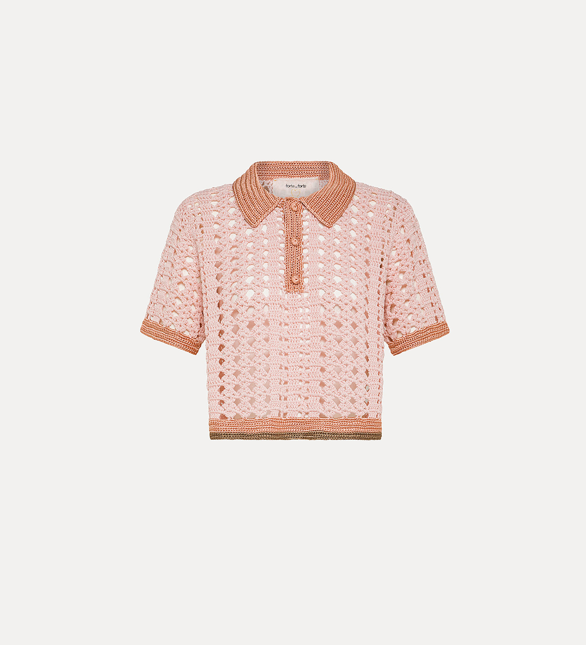 cropped polo shirt in crochetwork petalo | forte_forte