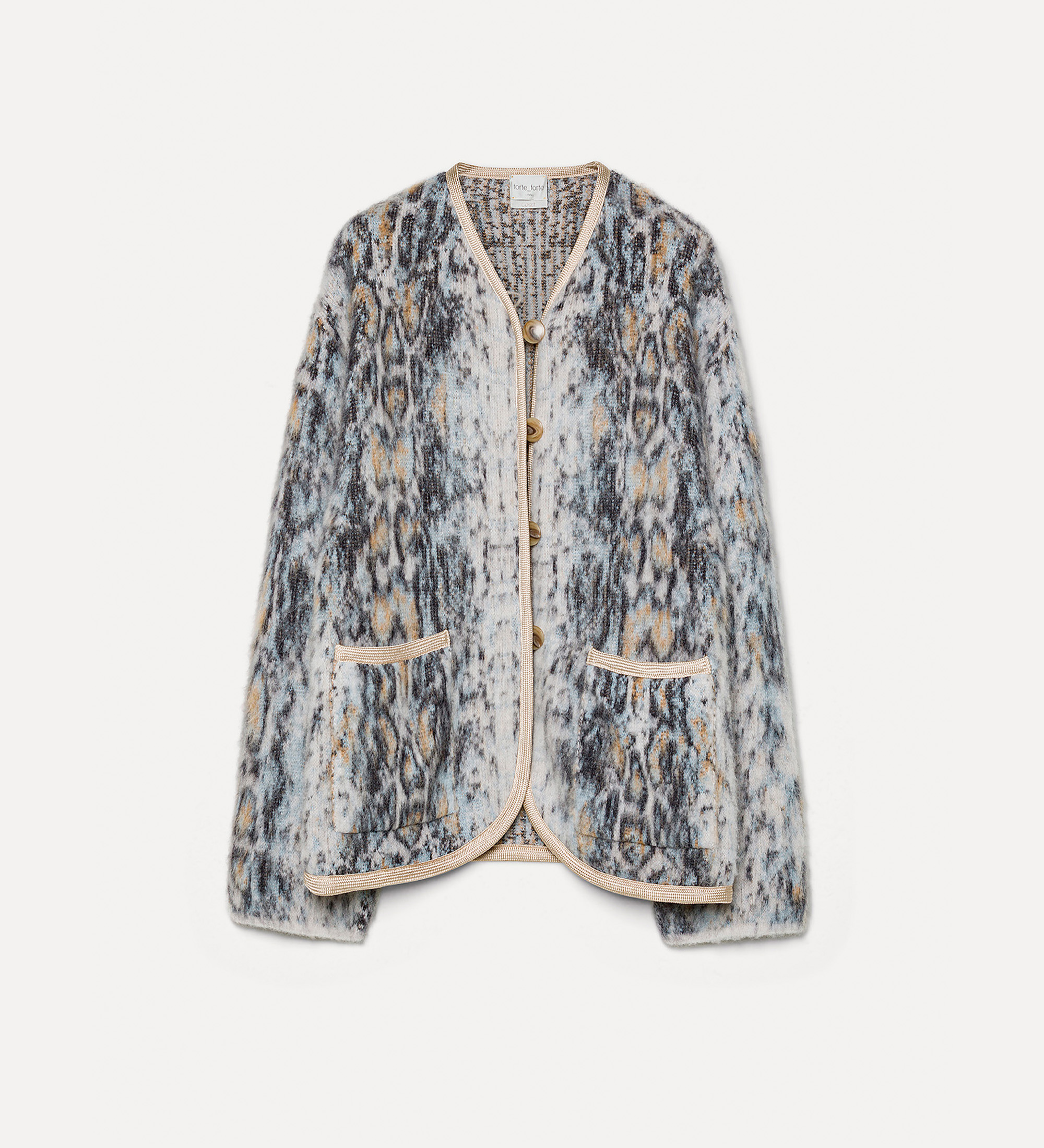 short coat in “plumes de python” alpaca notte | forte_forte