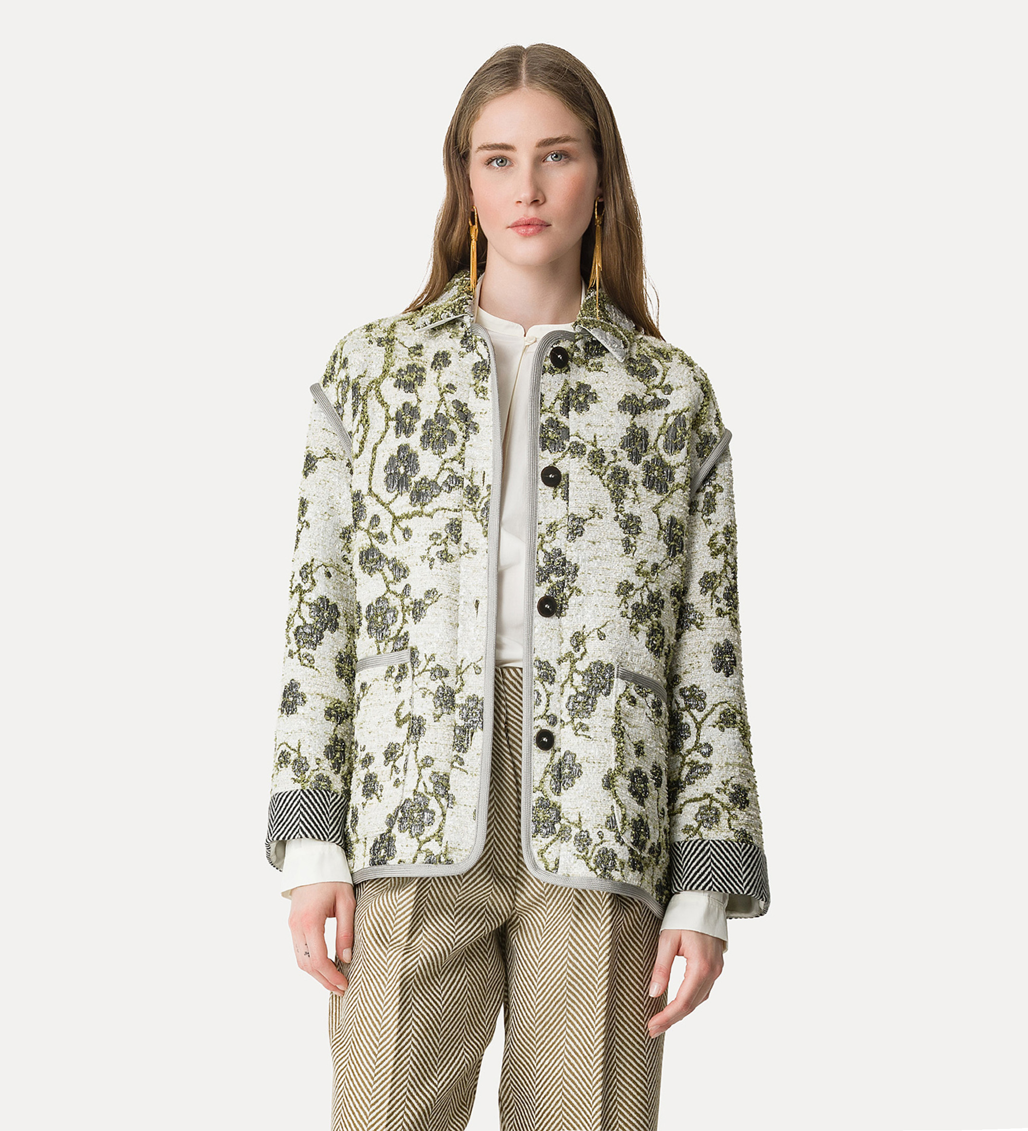 ジャケット・アウター rosarymoon Jacquard Long Coat rosarymoon Jacquard Long Coat