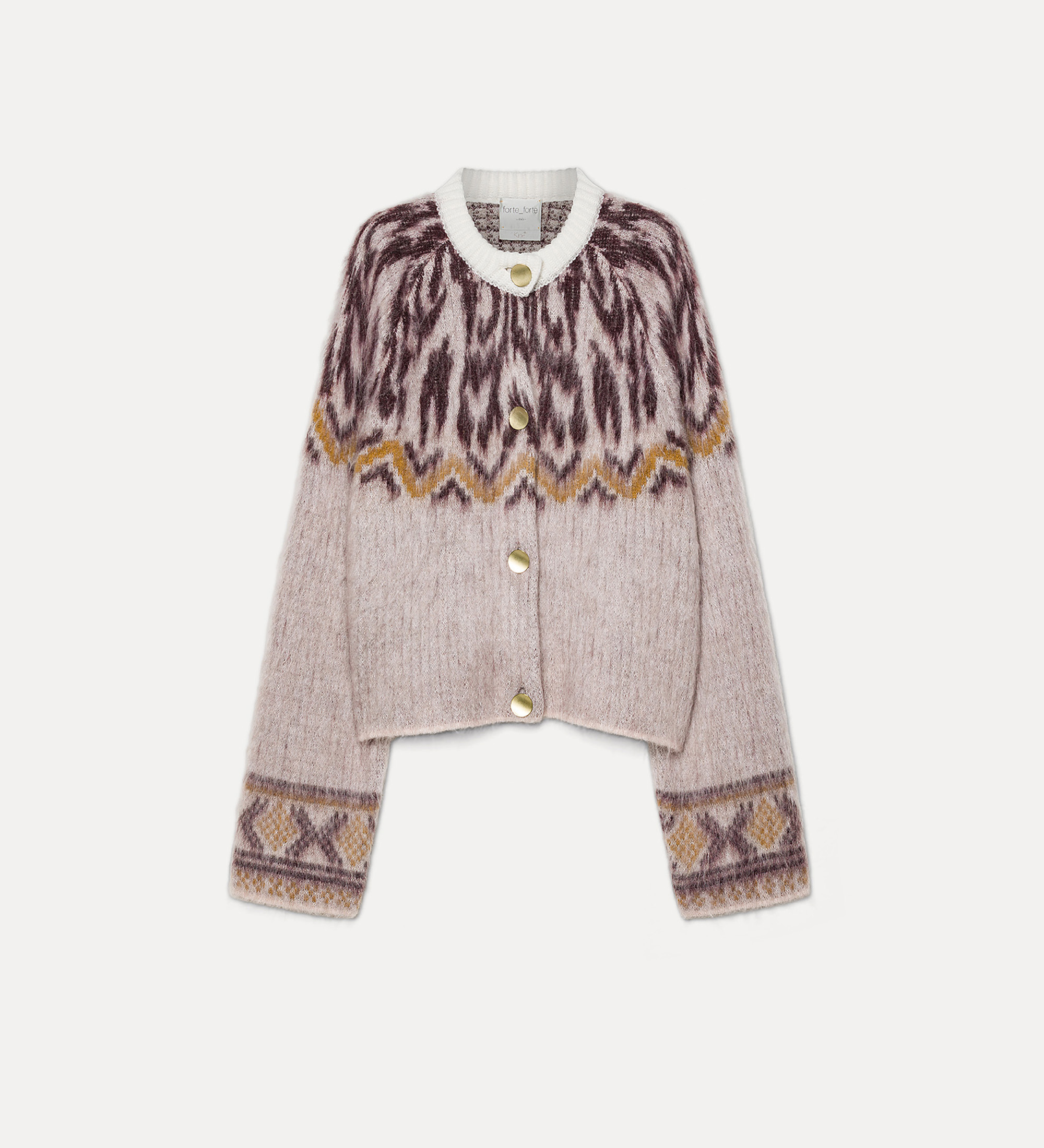 jacquard cardigan in baby alpaca wool blush | forte_forte