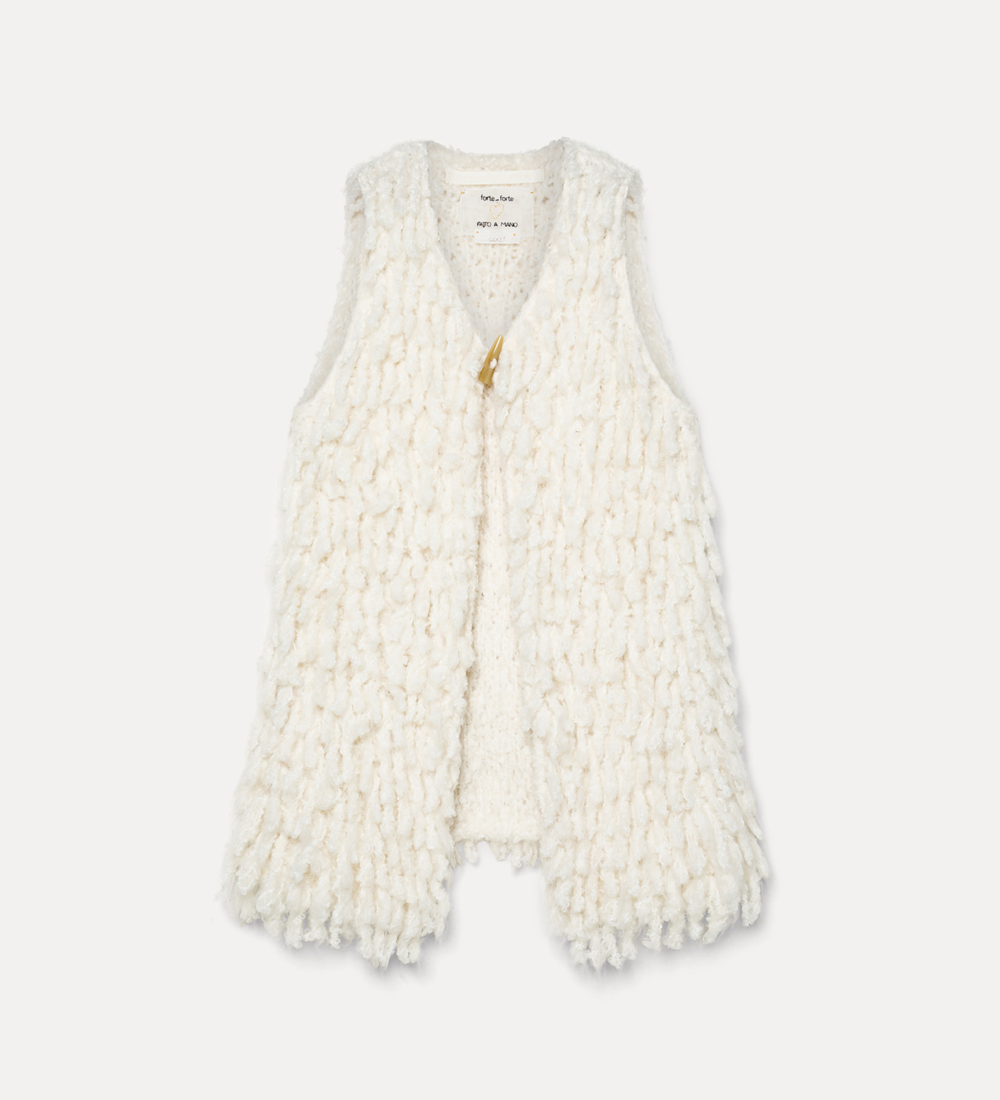 longline vest in a fur stitch with bouclé yarn neve