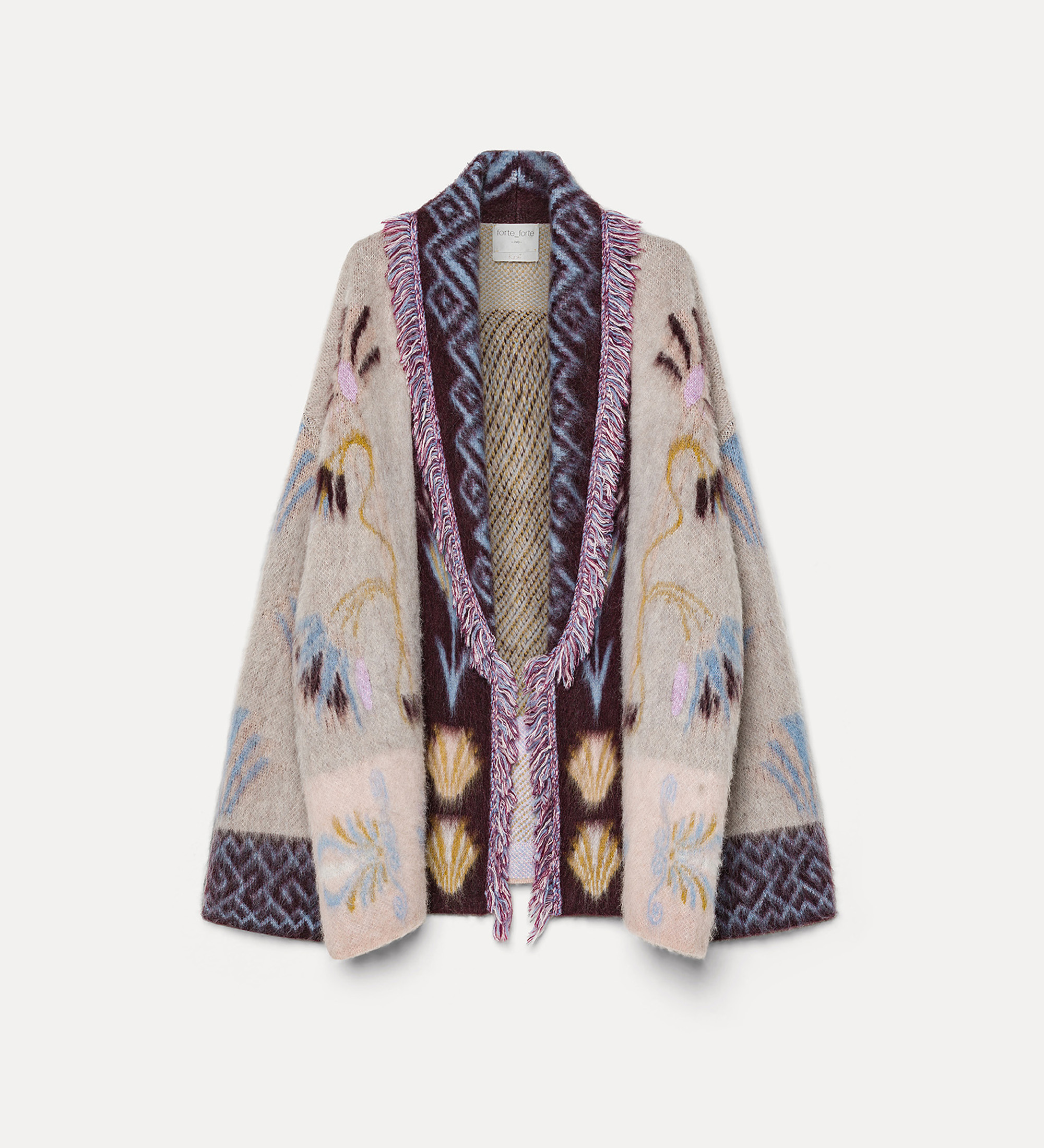 longline cardigan in baby alpaca wool avorio | forte_forte