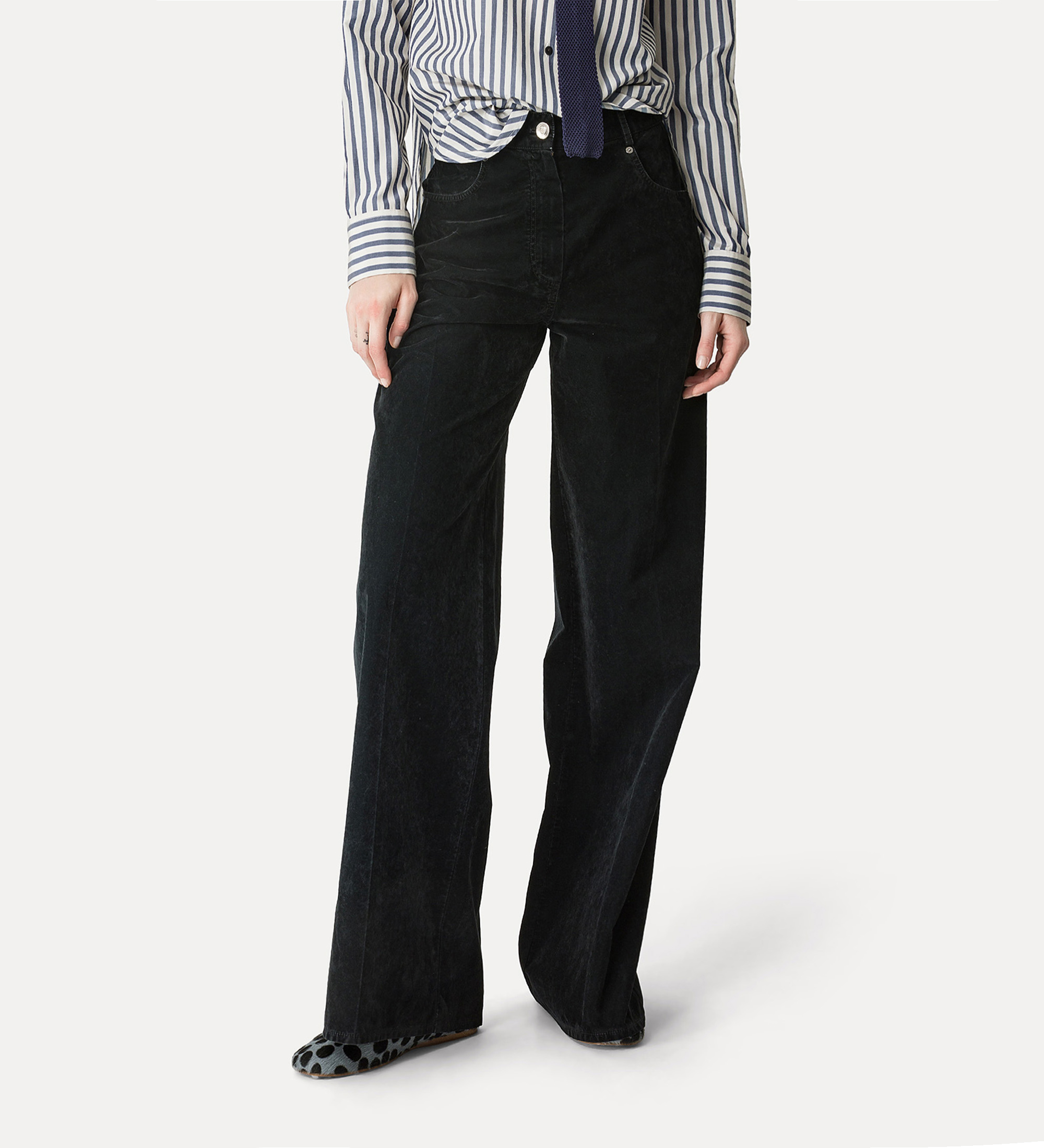 5–pocket trousers in flocked cotton notte | forte_forte