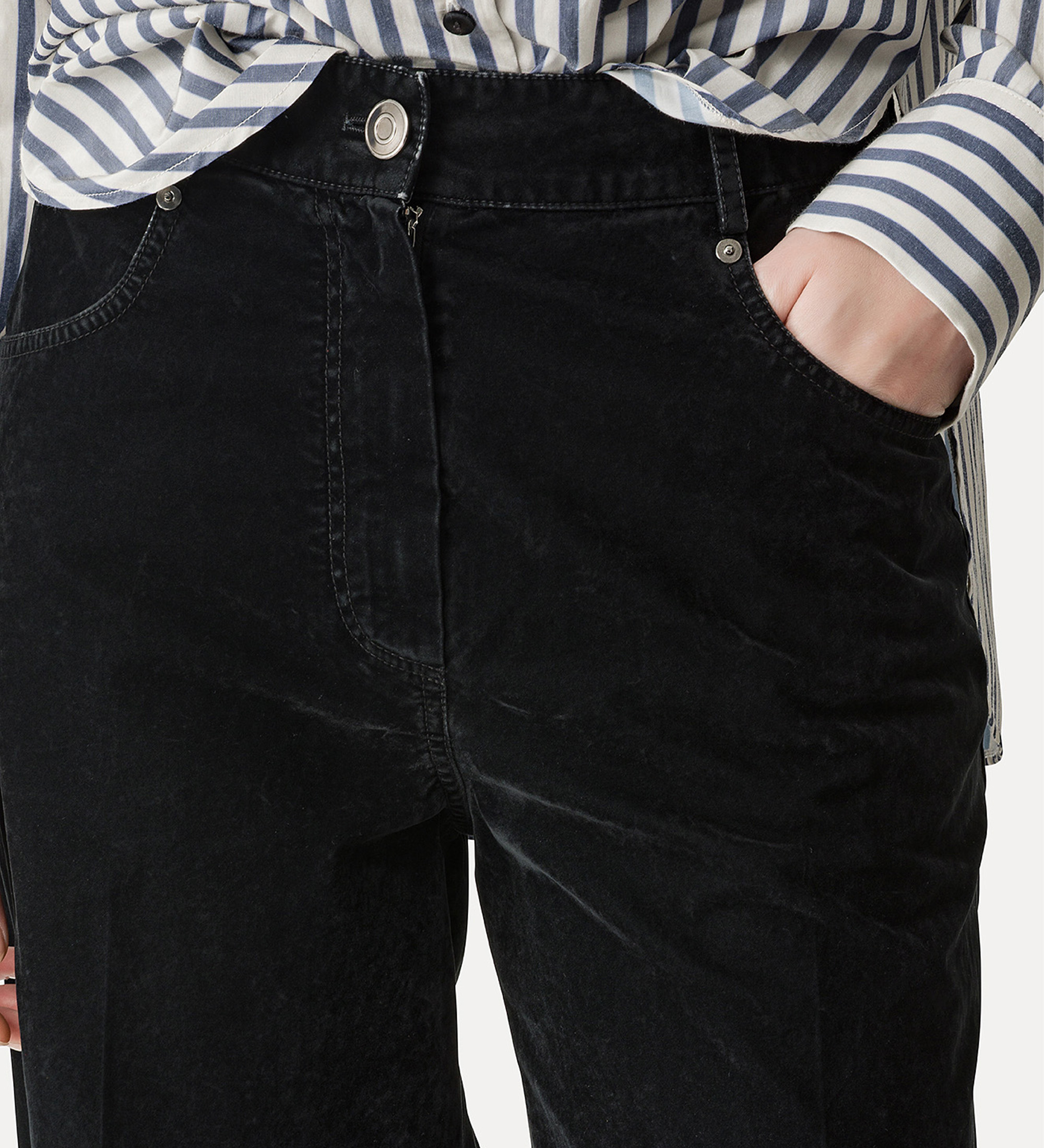 5–pocket trousers in flocked cotton notte | forte_forte