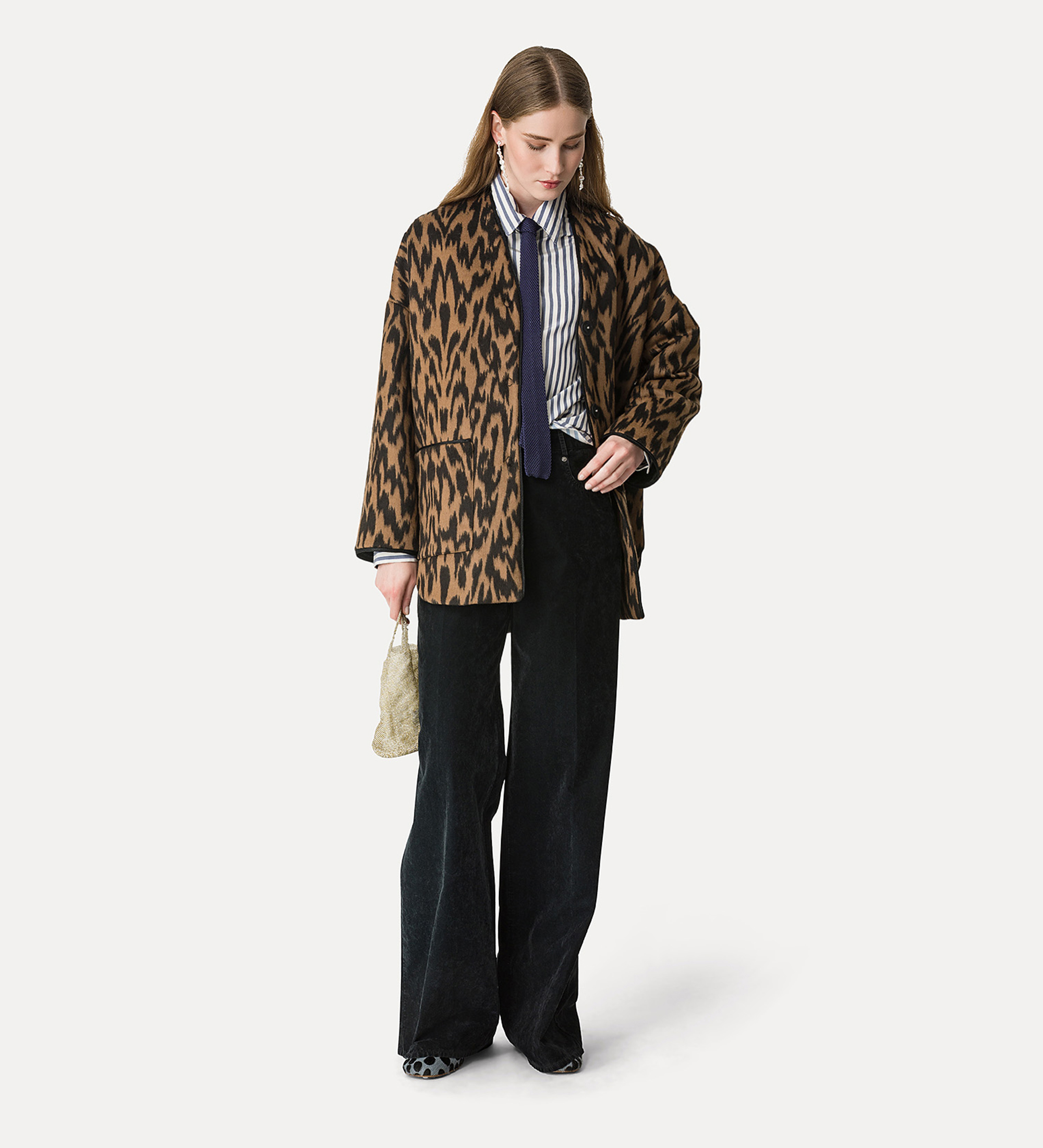 5–pocket trousers in flocked cotton notte | forte_forte