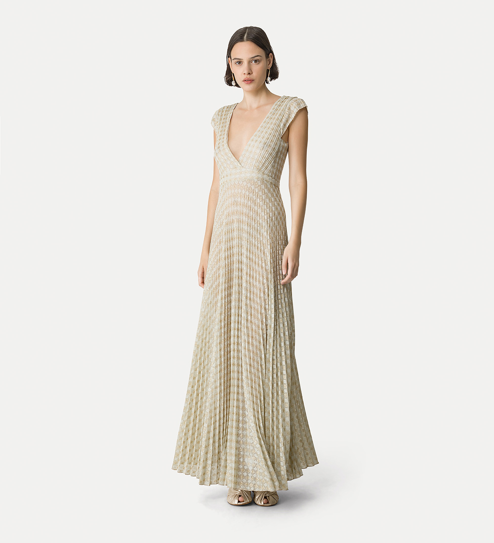 pleated dress in diamond jersey lattementa | forte_forte