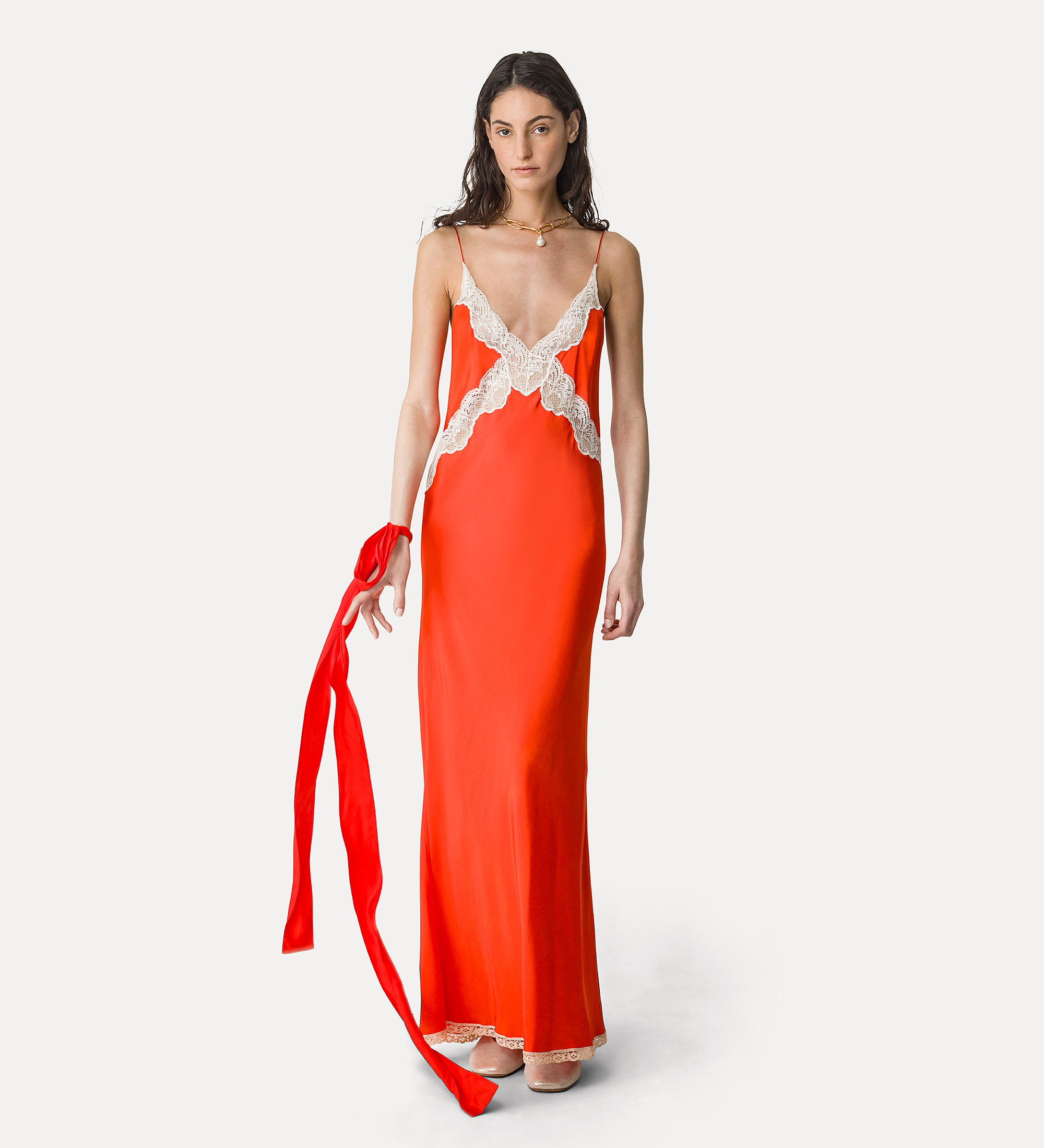 open lace back dress STRONG STRONG Red Taffeta Long Dress 13579