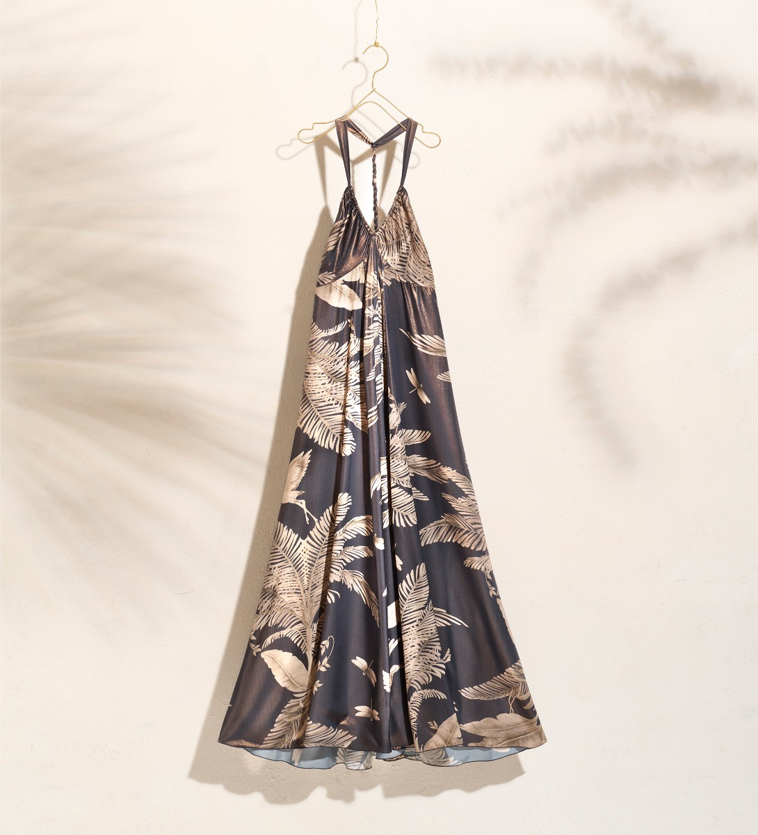 dress with spaghetti straps in “eden” lamè print pattern - forte_forte