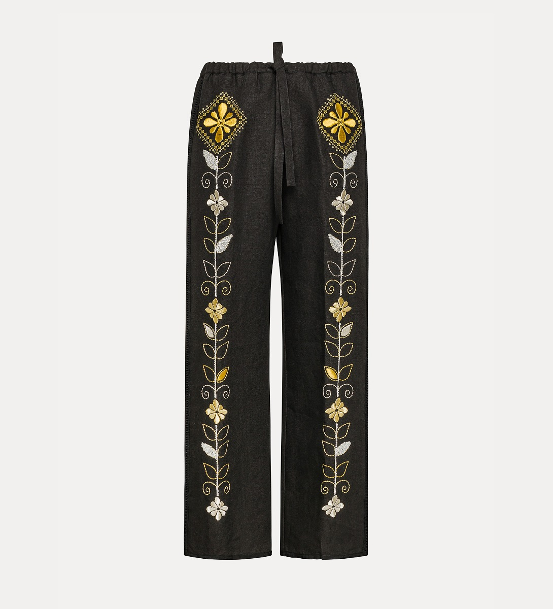 drawstring linen trousers for women - forte_forte