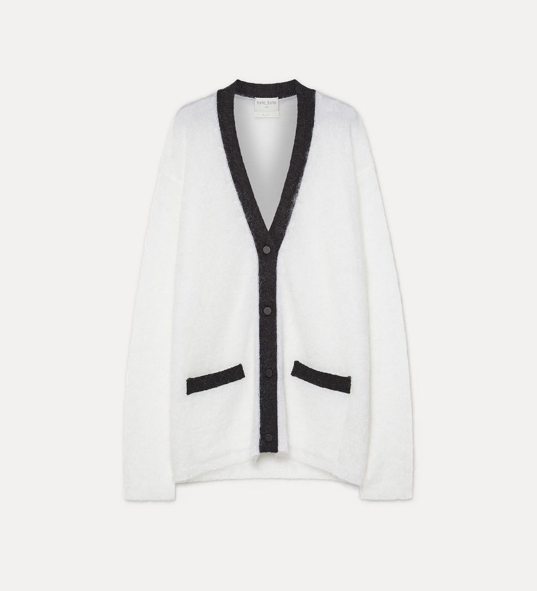 two–tone cardigan in brushed mohair - forte_forte