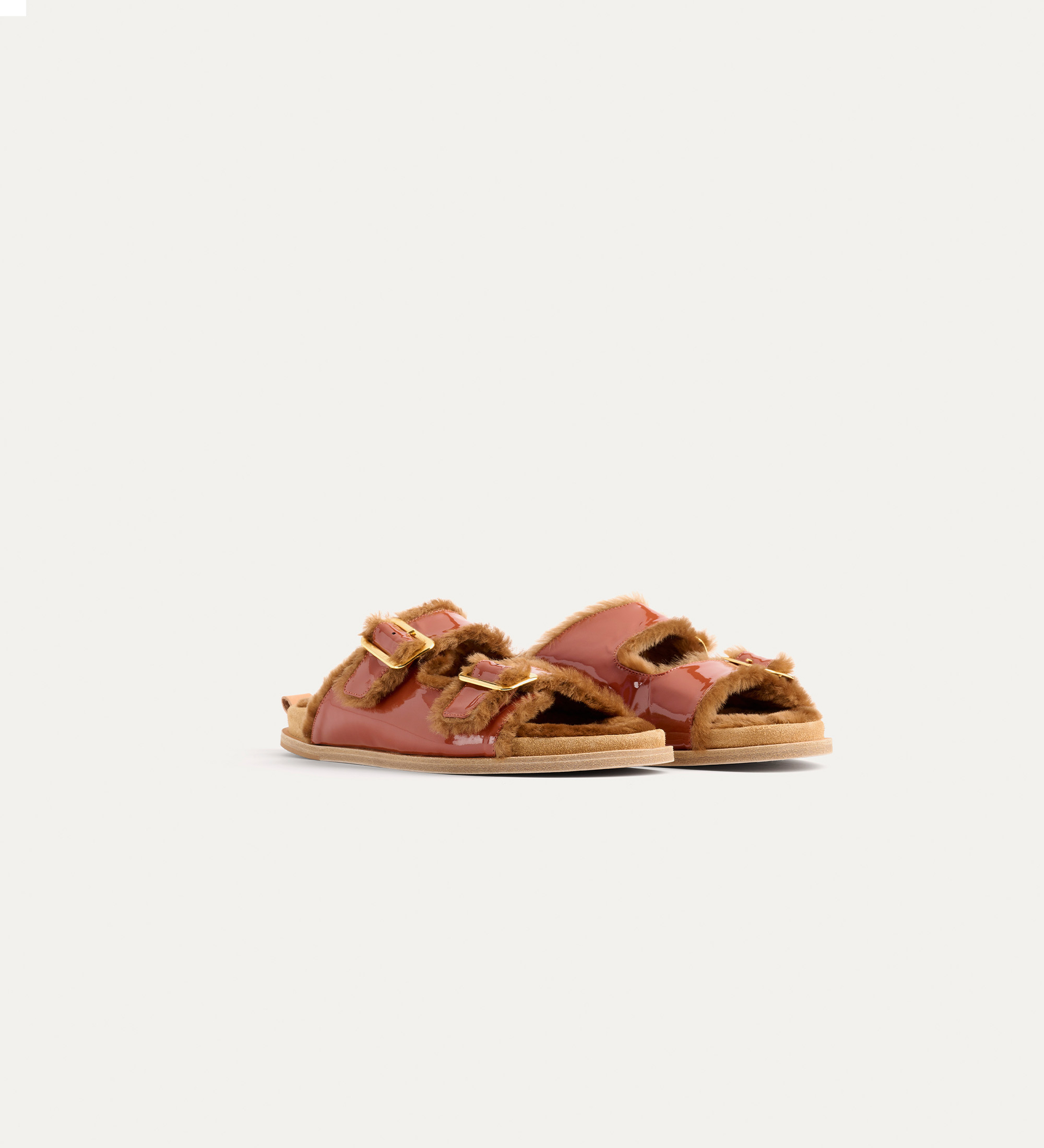 sandal with double buckle and shearling | forte_forte