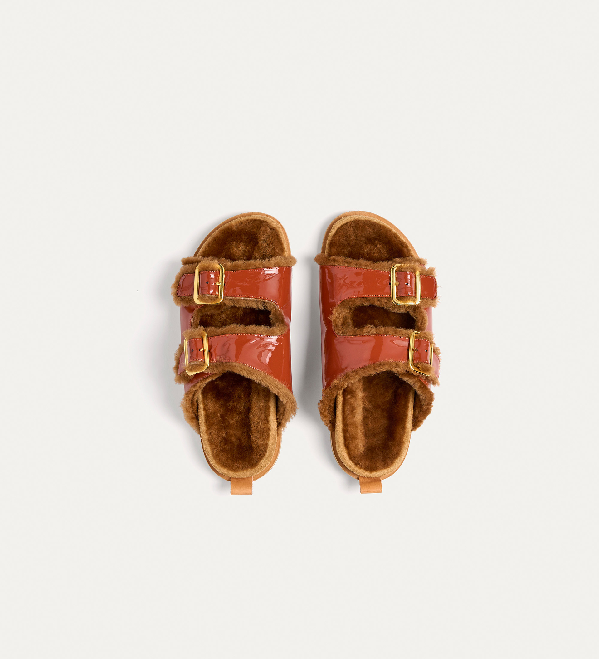 sandal with double buckle and shearling | forte_forte