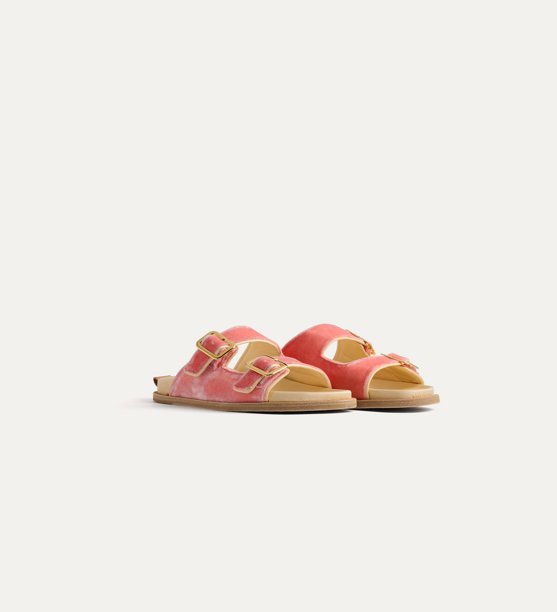 double–buckle sandal in velvet and silk | forte_forte