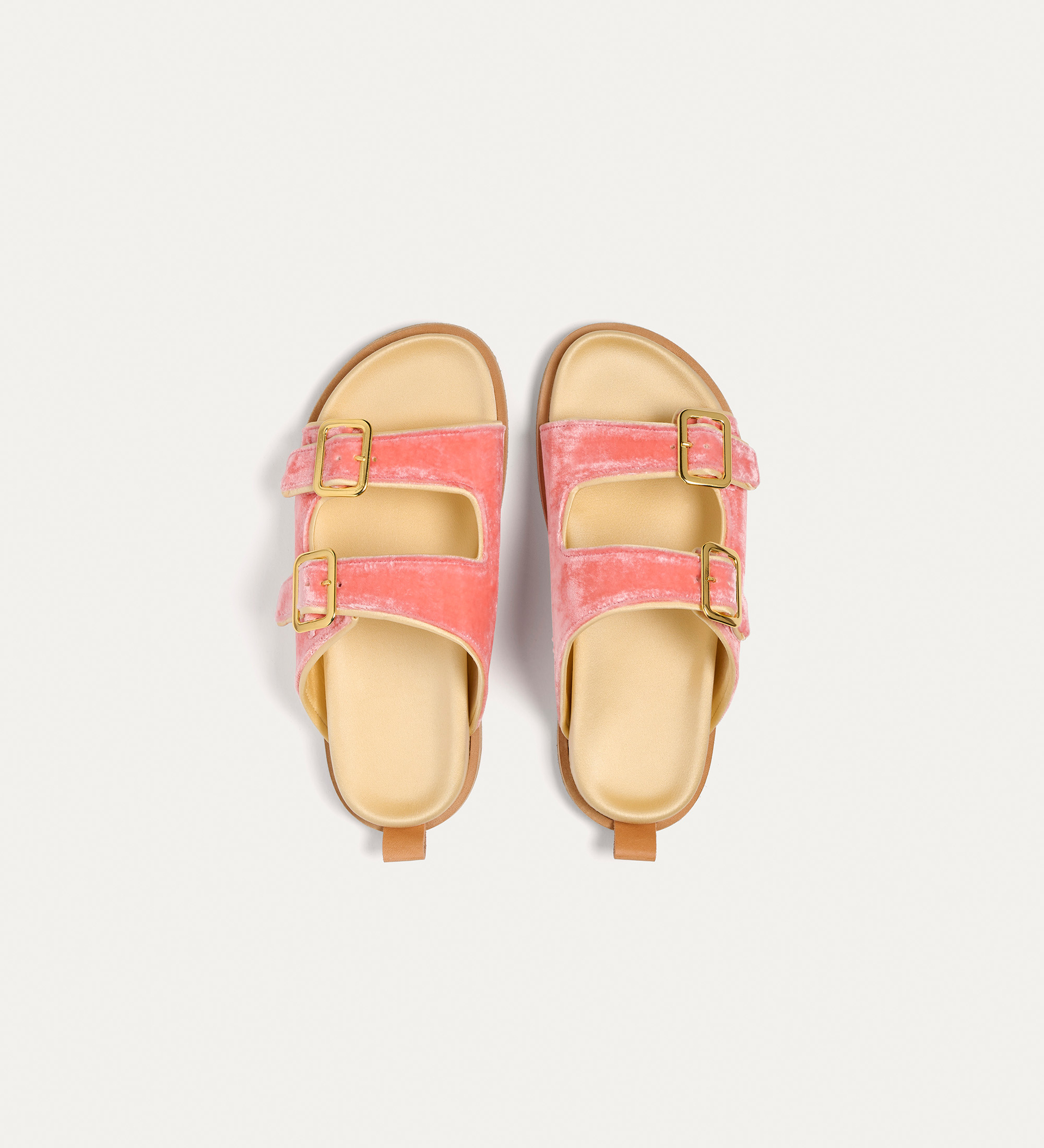 double–buckle sandal in velvet and silk | forte_forte