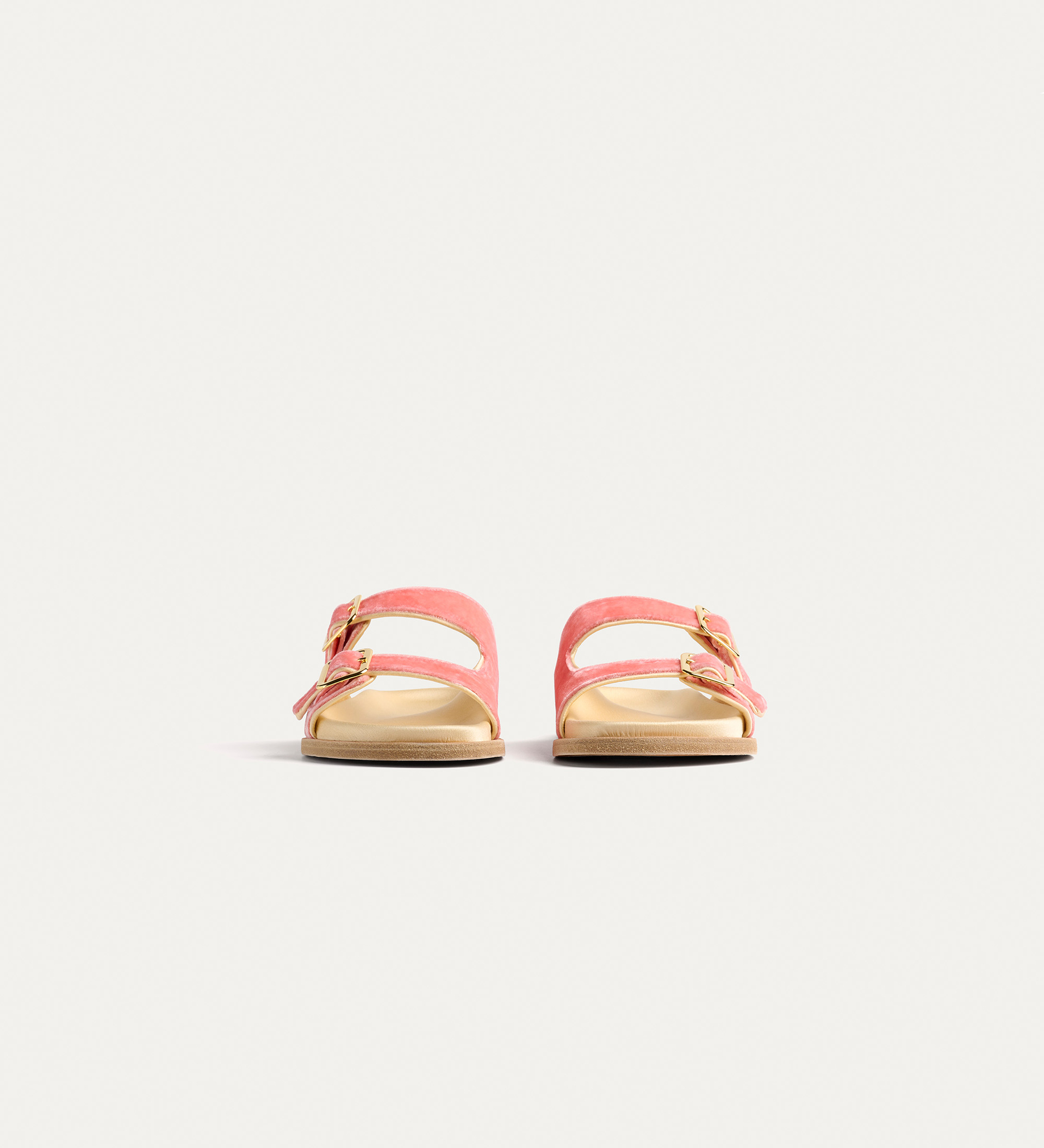 double–buckle sandal in velvet and silk | forte_forte