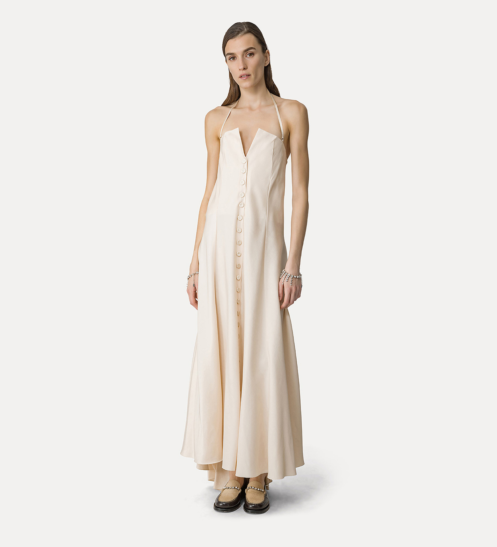 couture–style bustier dress in wool and viscose faille | forte_forte