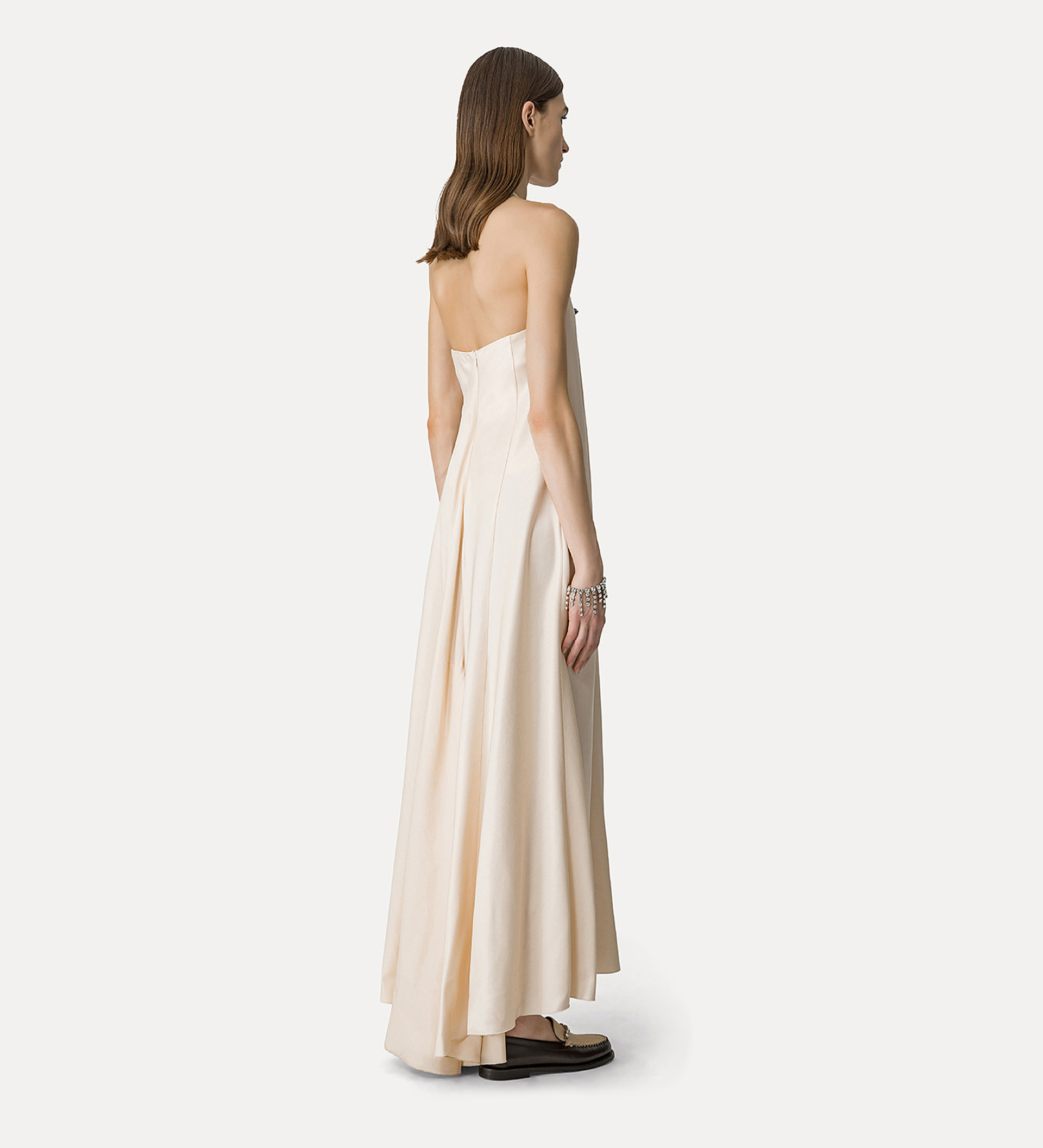 couture–style bustier dress in wool and viscose faille | forte_forte