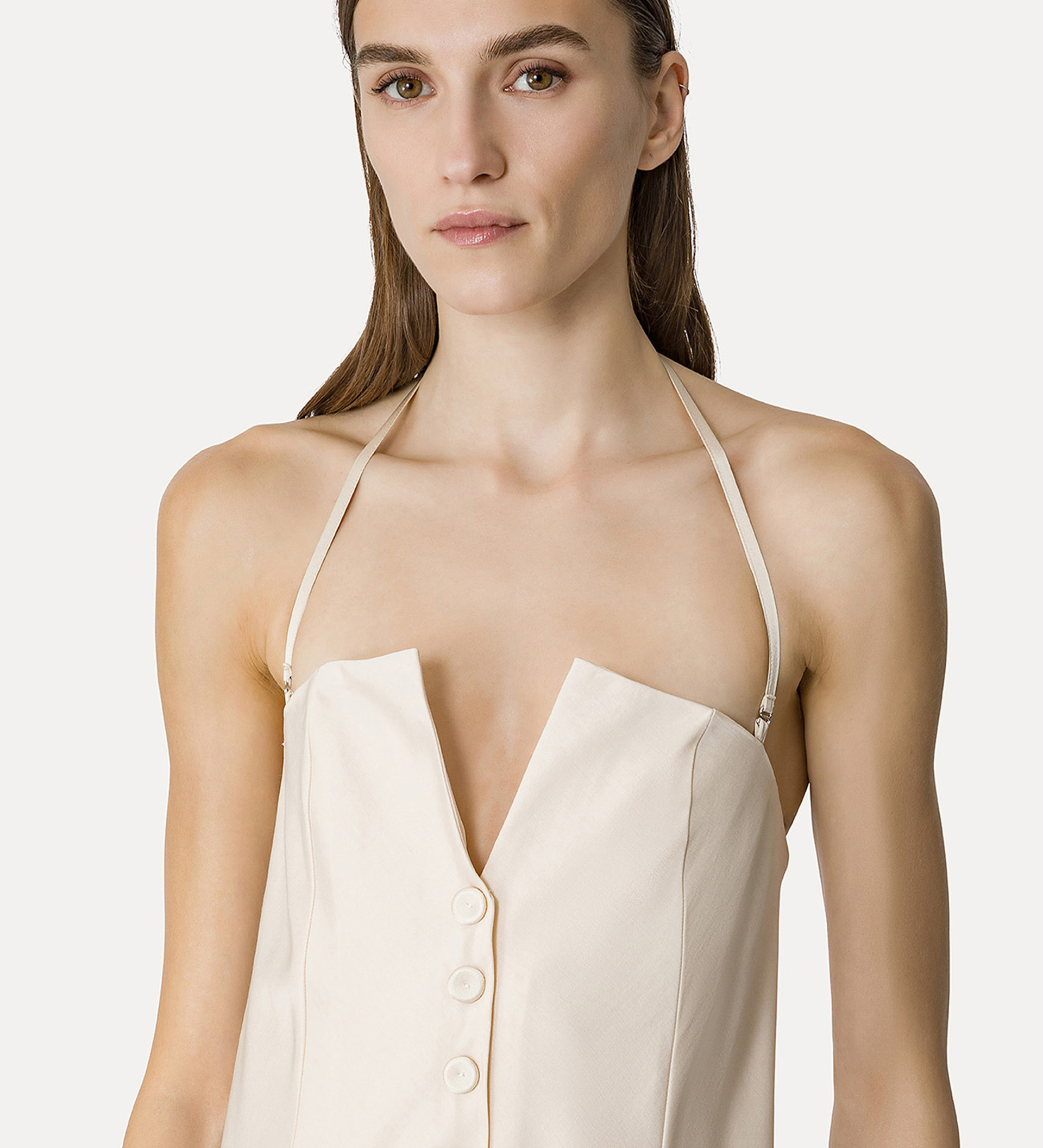 couture–style bustier dress in wool and viscose faille | forte_forte