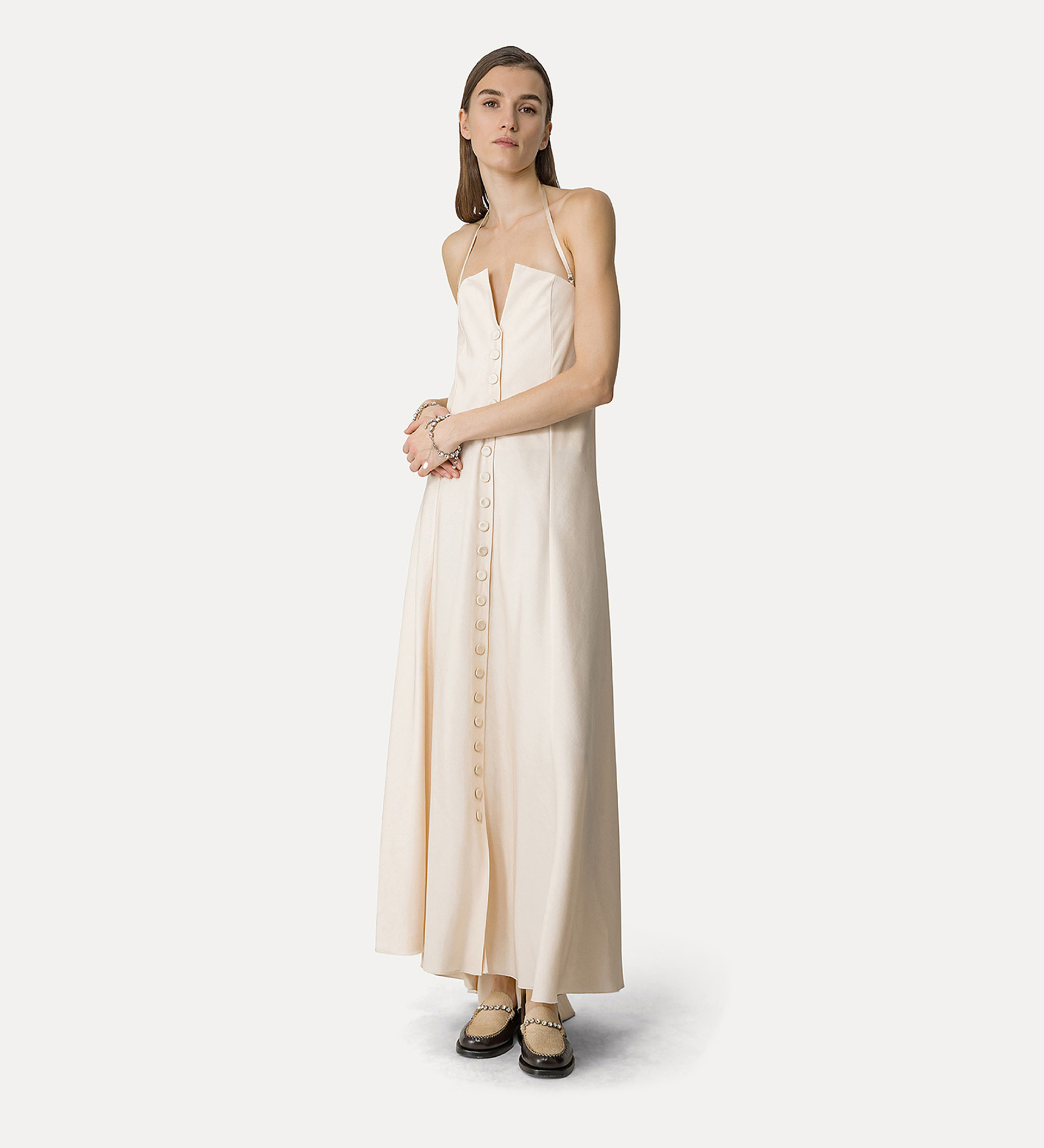 couture–style bustier dress in wool and viscose faille | forte_forte