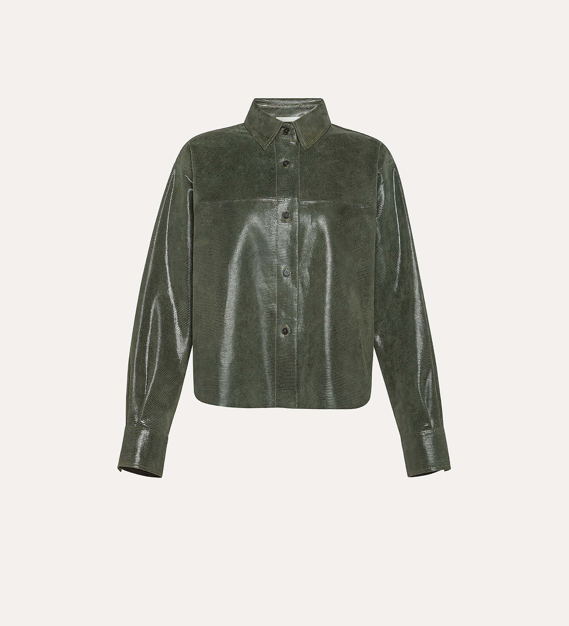 suede overshirt with a lizard–skin print | forte_forte