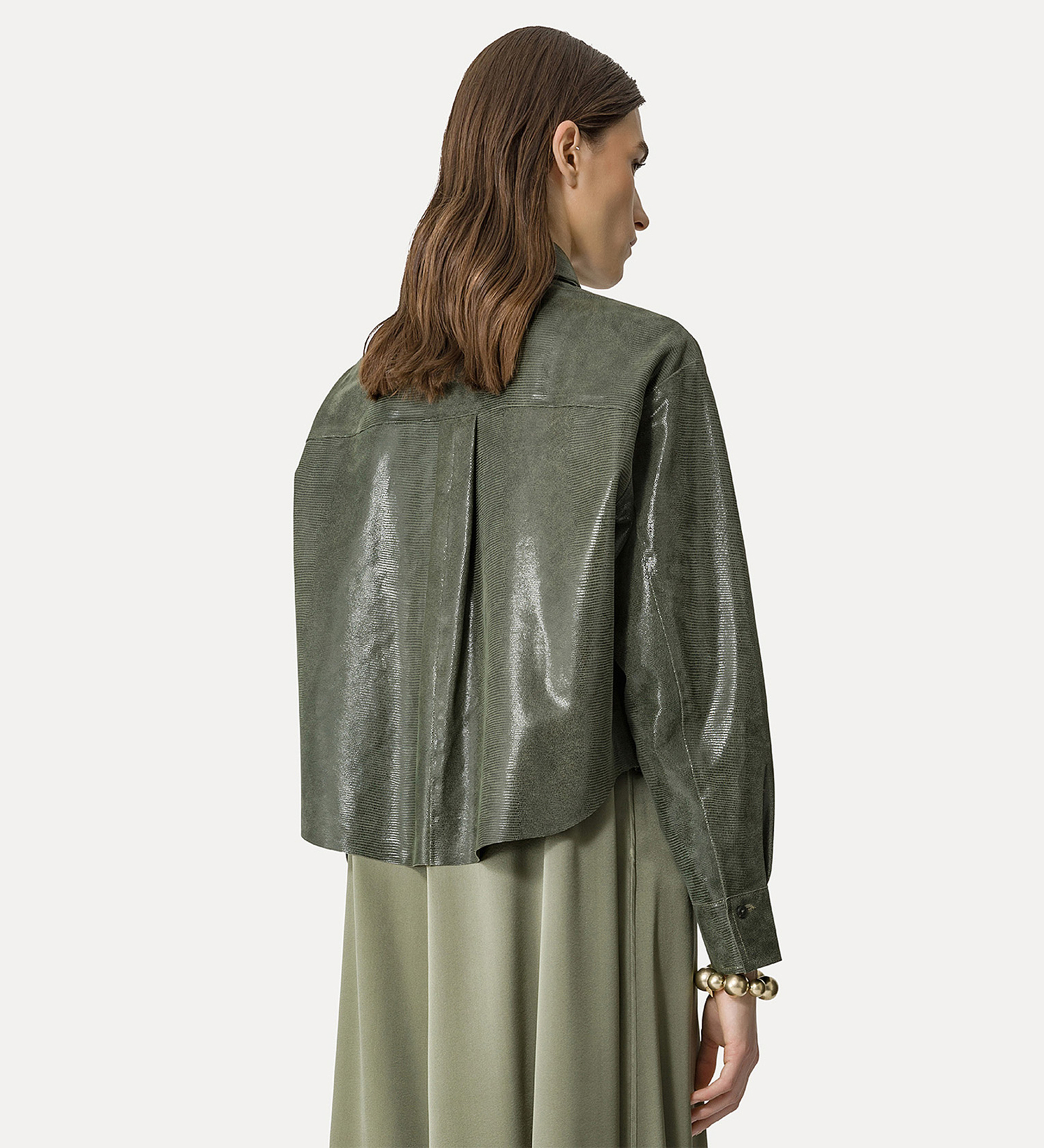 suede overshirt with a lizard–skin print | forte_forte