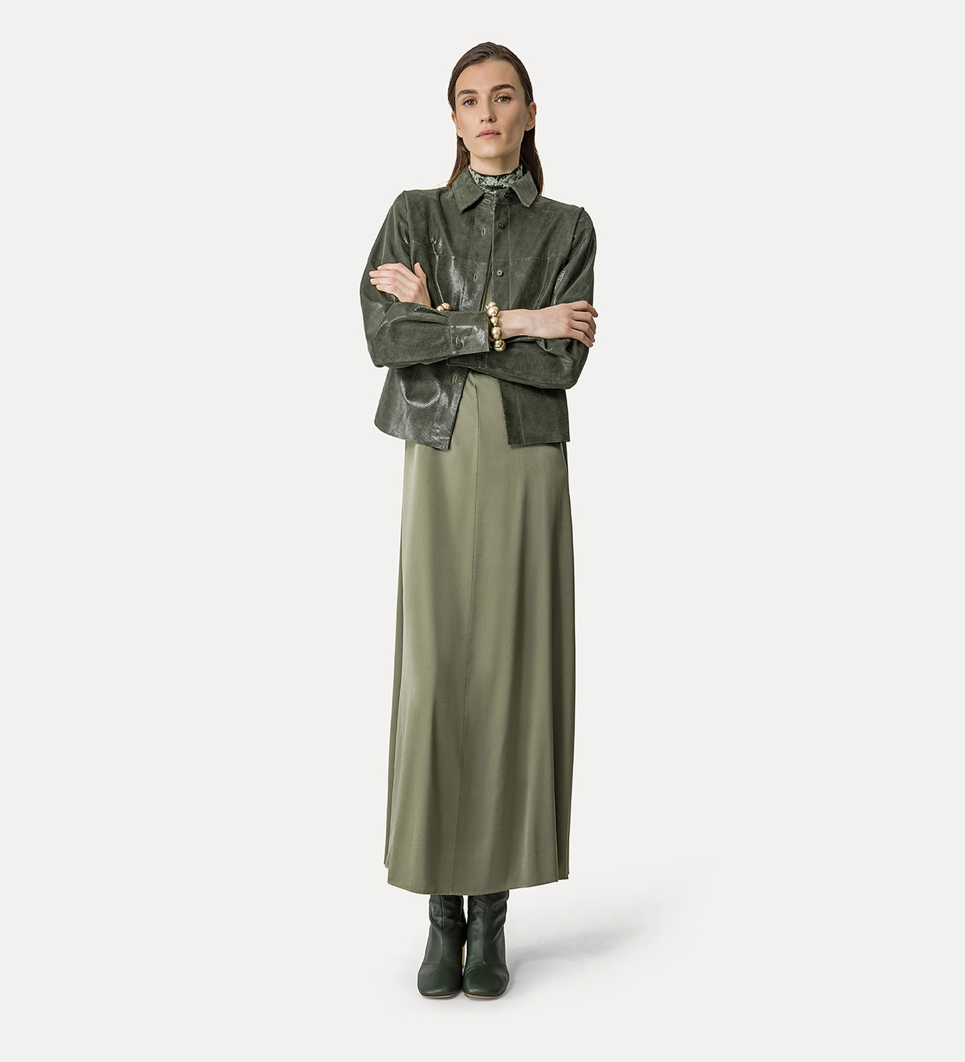 suede overshirt with a lizard–skin print | forte_forte