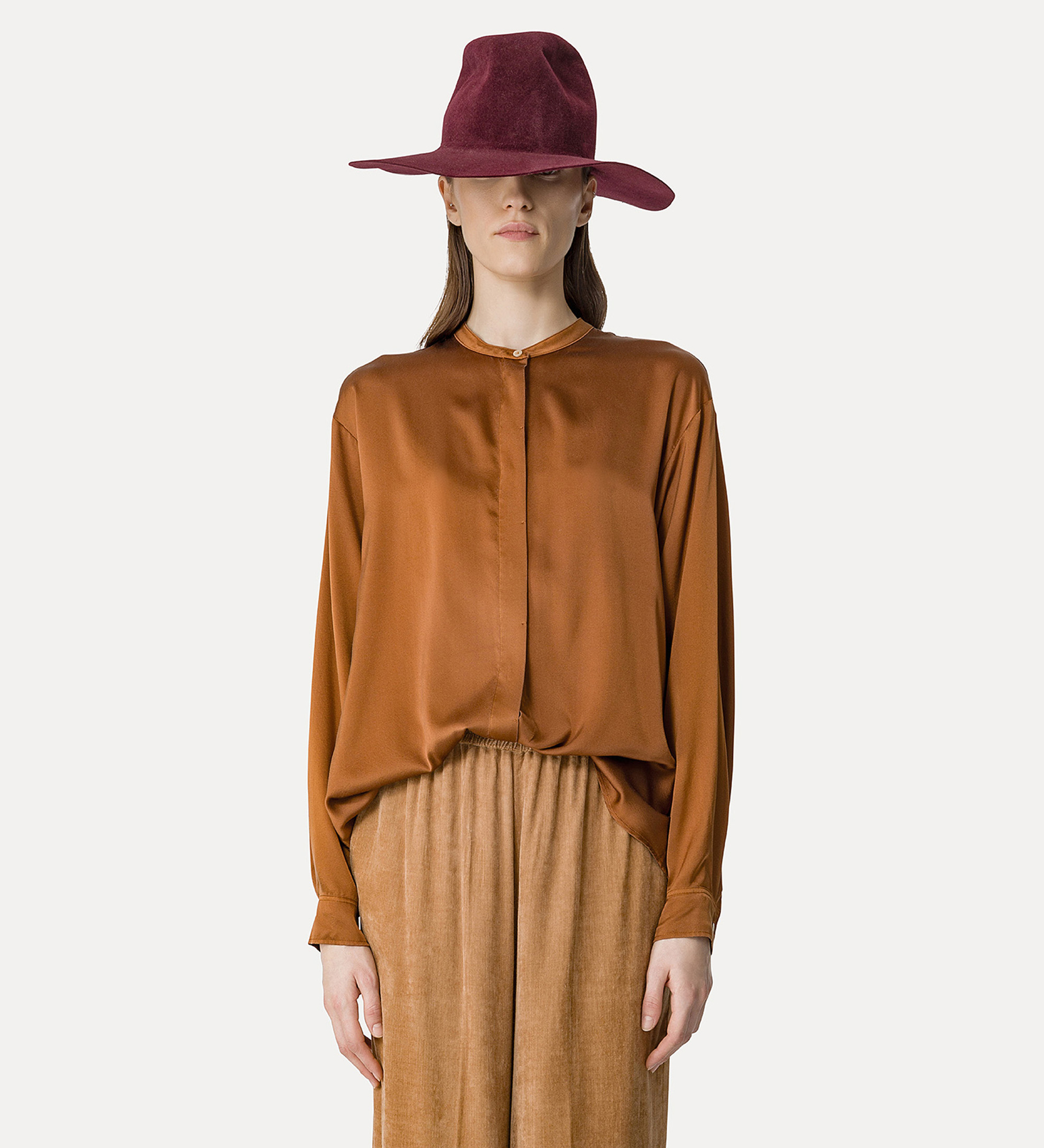 oversized shirt in stretch silk satin | forte_forte