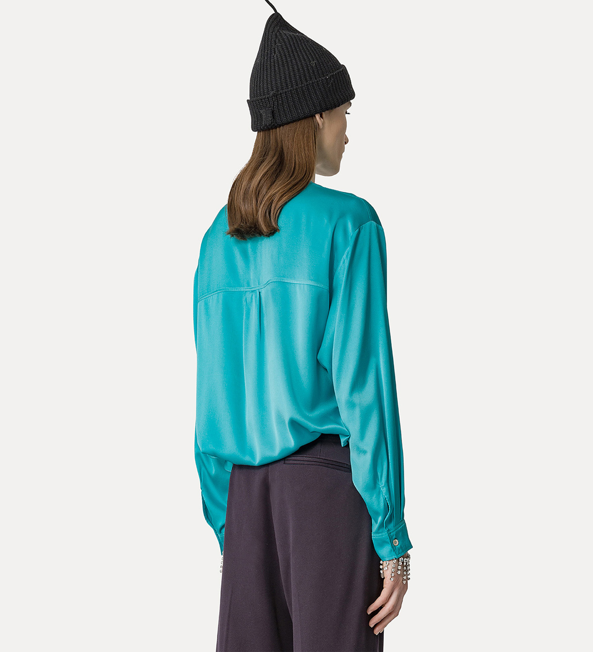 oversized shirt in stretch silk satin | forte_forte