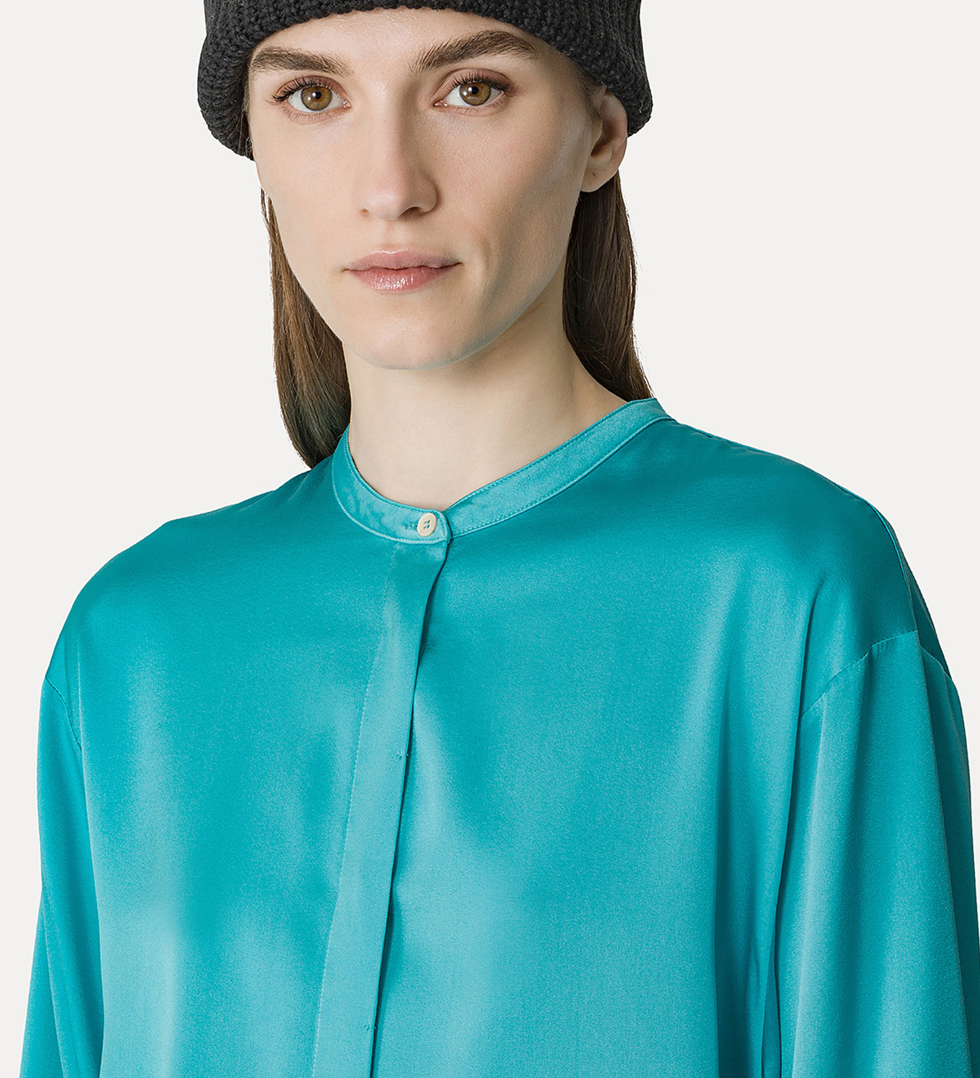 oversized shirt in stretch silk satin | forte_forte