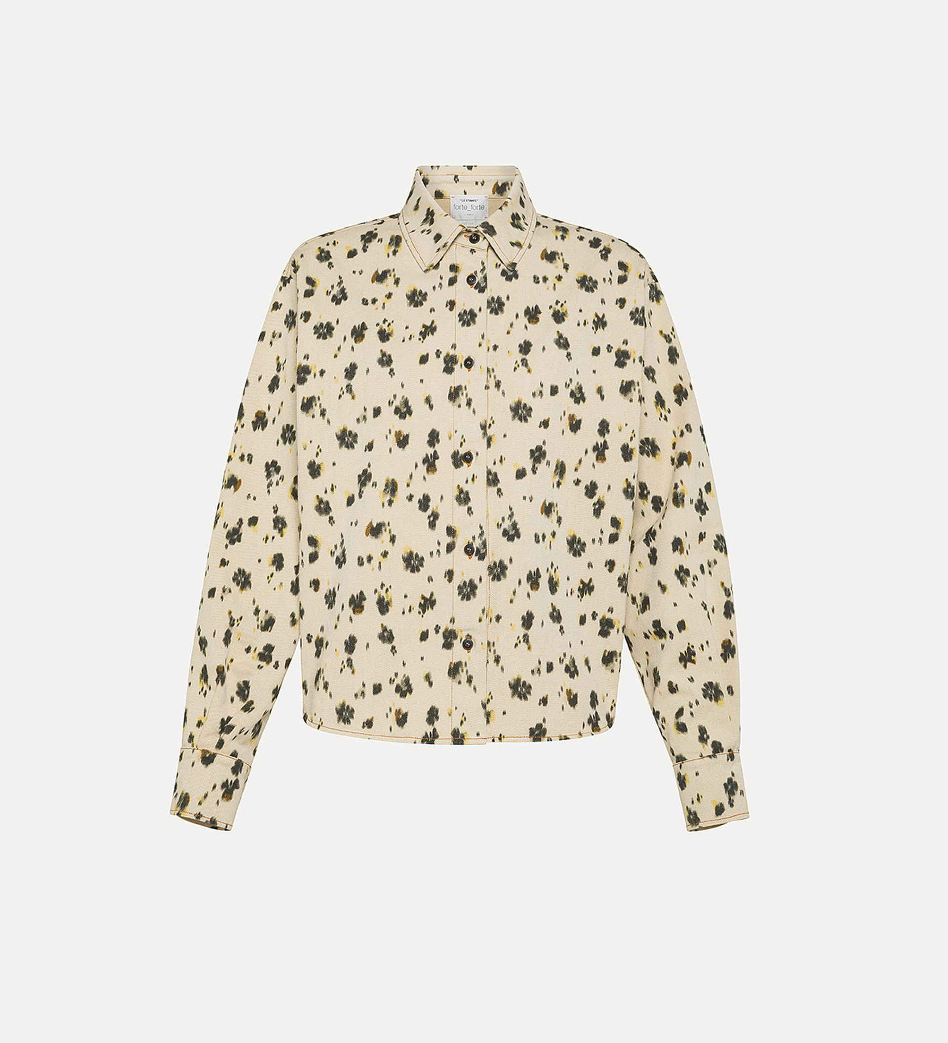 over shirt in denim stampa "les fleurs camou" | forte_forte