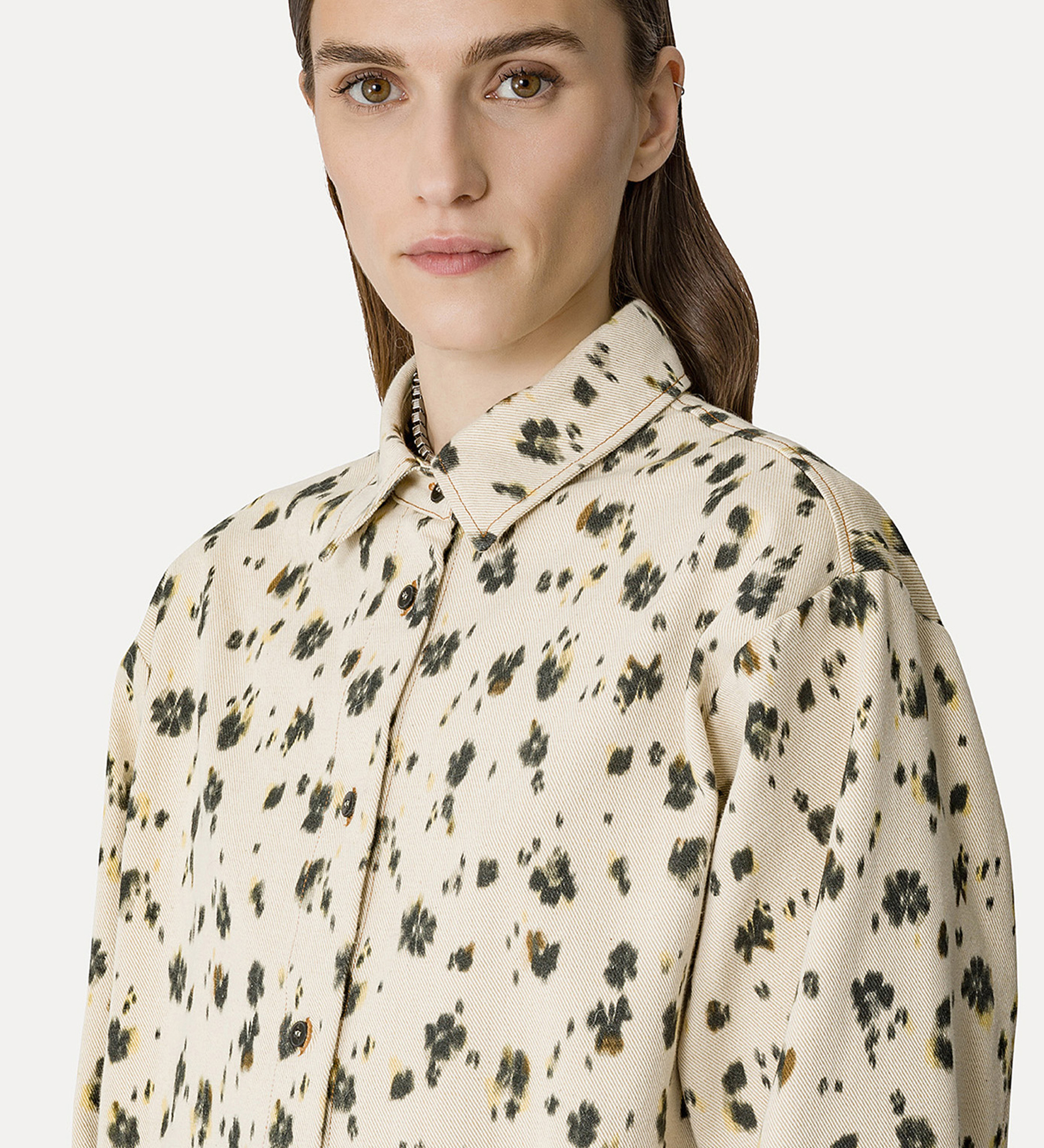 over shirt in denim stampa "les fleurs camou" | forte_forte
