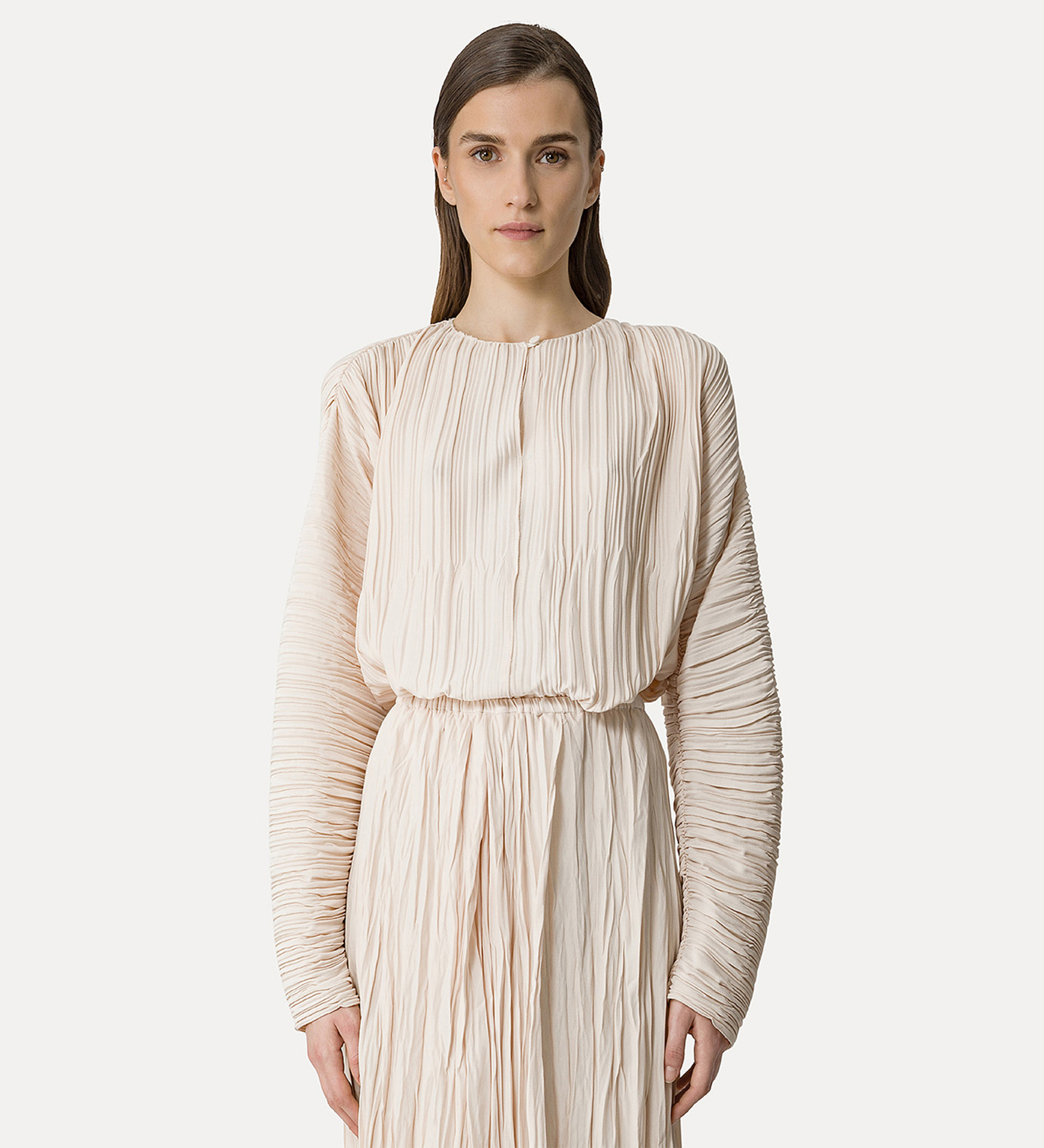 long–sleeve top in pleated crêpe | forte_forte