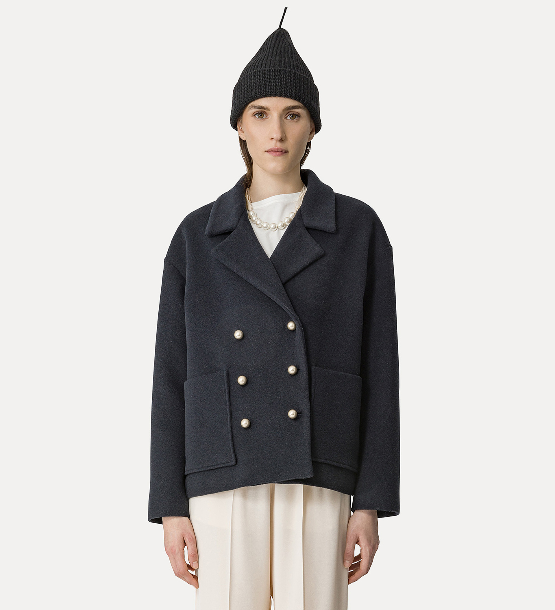 peacoat in a cashmere–velour blend | forte_forte