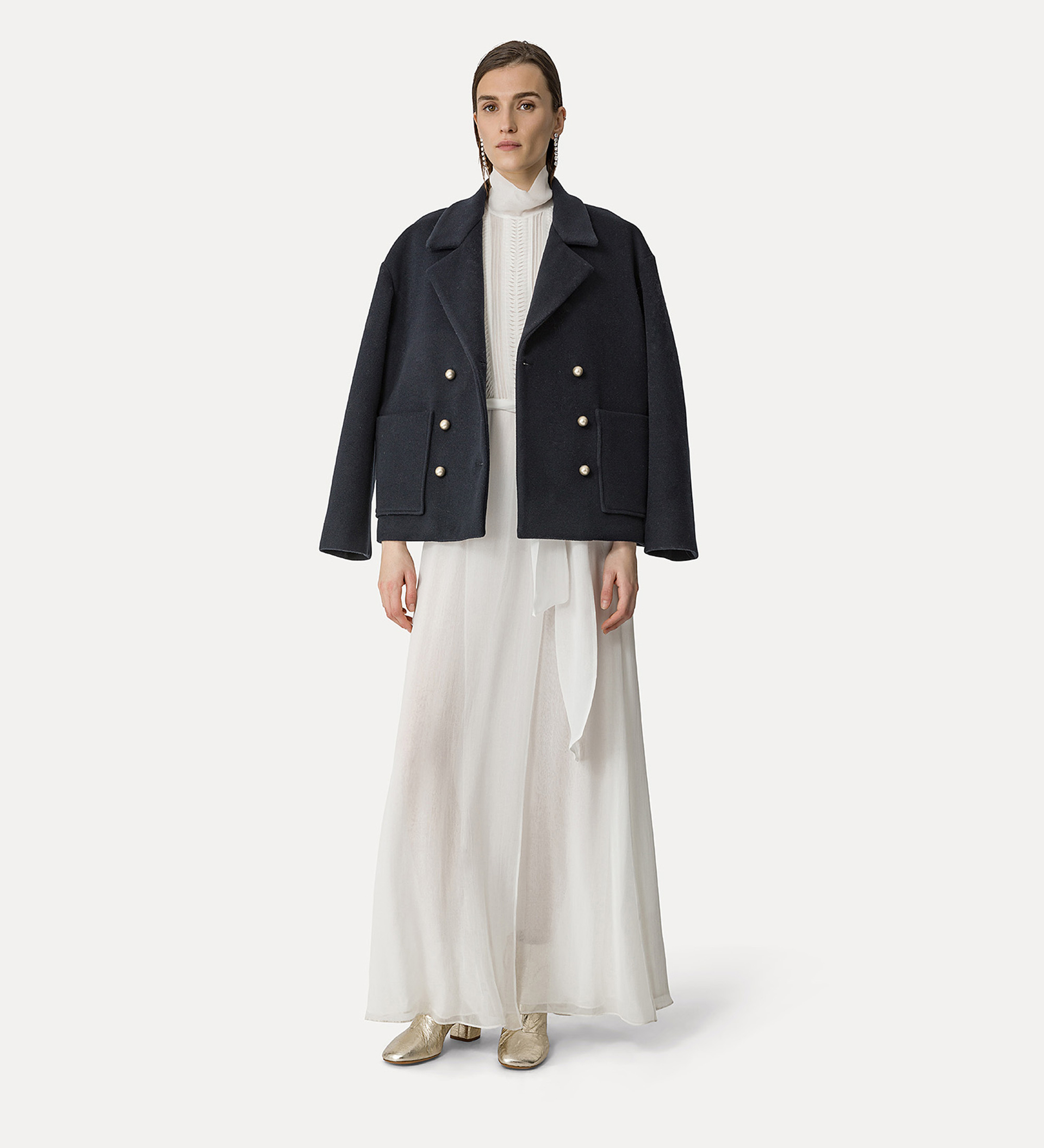 peacoat in a cashmere–velour blend | forte_forte