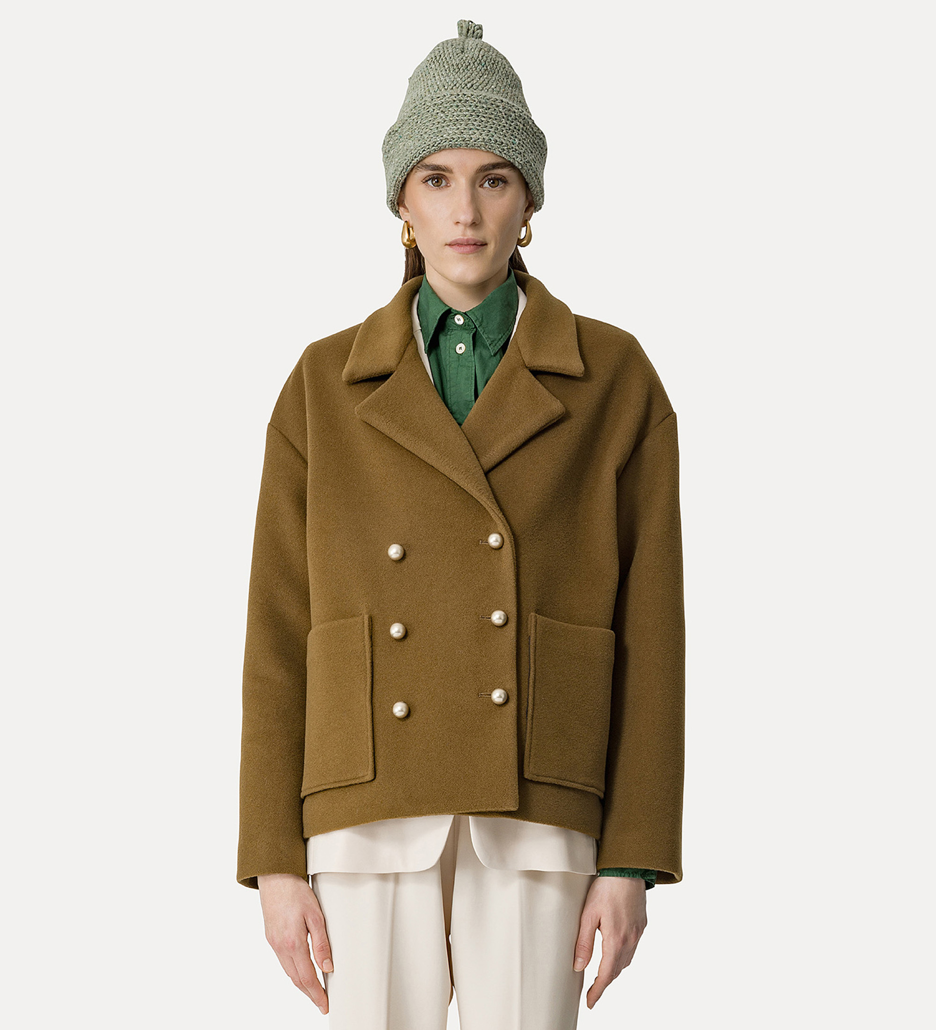 peacoat in a cashmere–velour blend | forte_forte