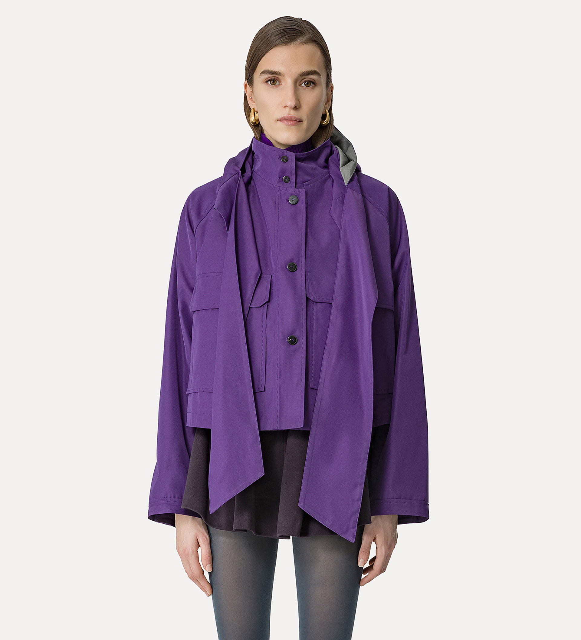 caban con cappuccio staccabile tech twill | forte_forte