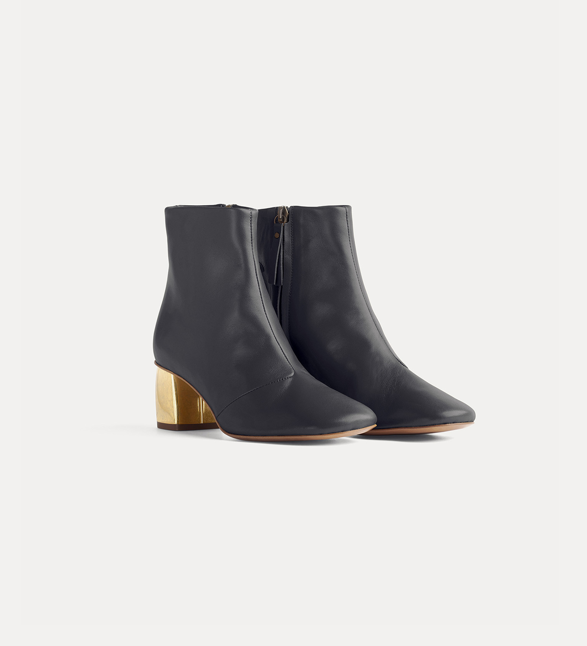 chic nappa ankle boot set on a golden heel | forte_forte