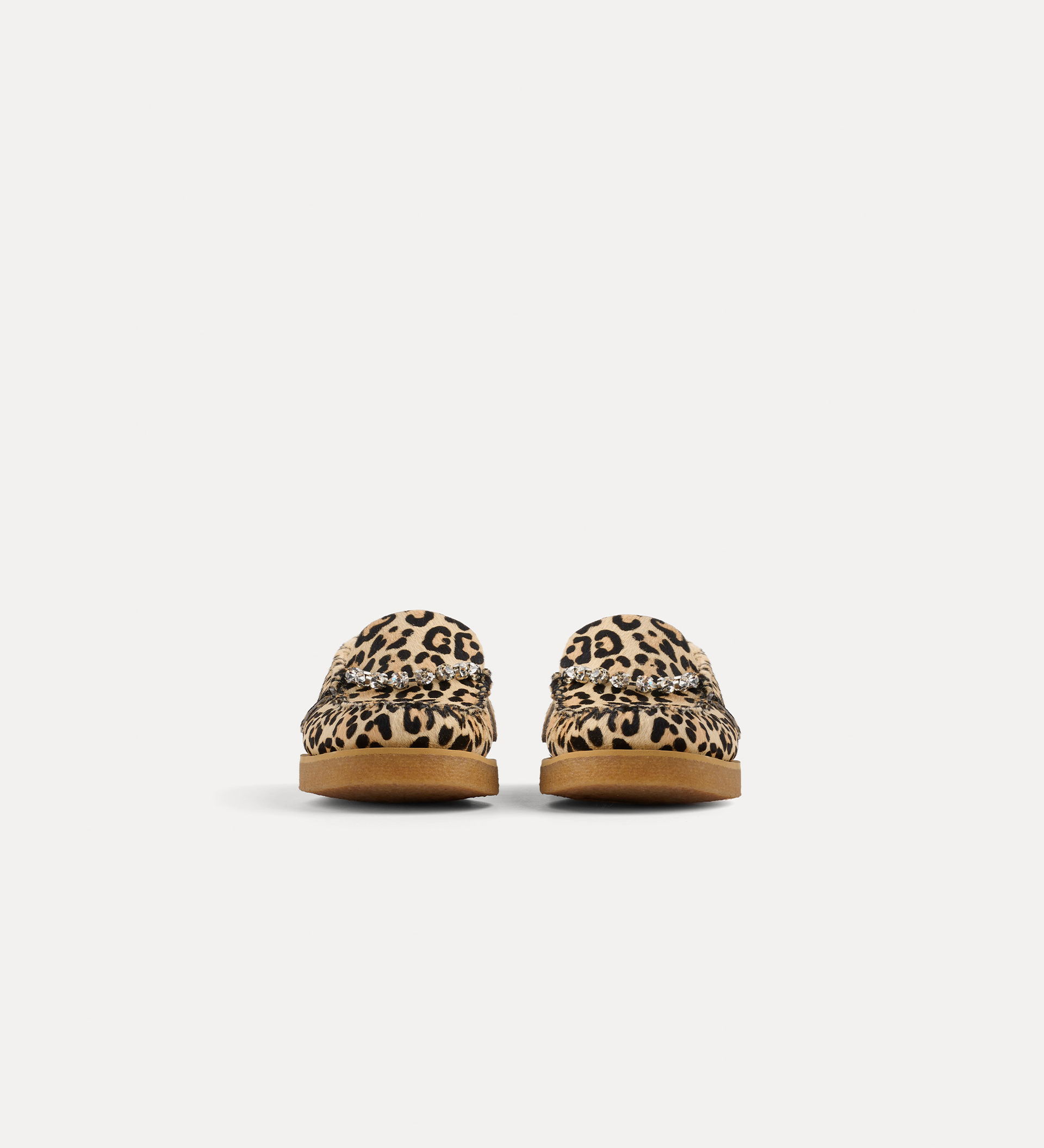 moccasin in animal–patterned pony skin with crystal embellishment | forte_forte
