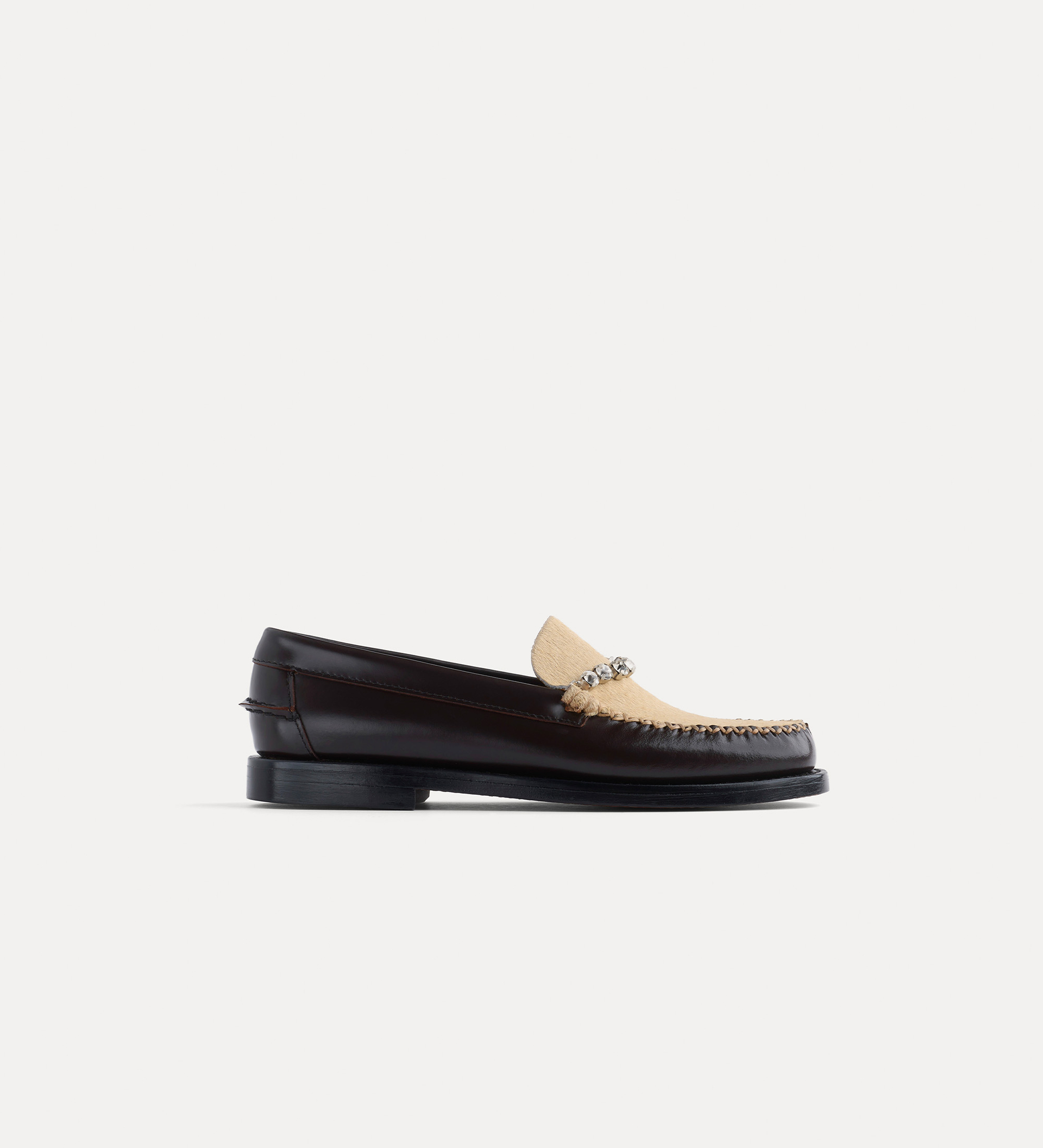 mocassins en veau et poulain avec strass | forte_forte