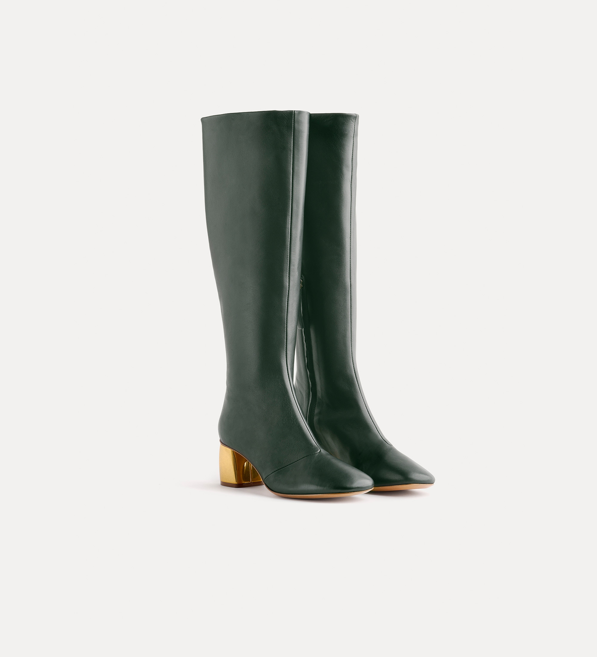 chic tall boot in nappa with a gold–tone heel | forte_forte