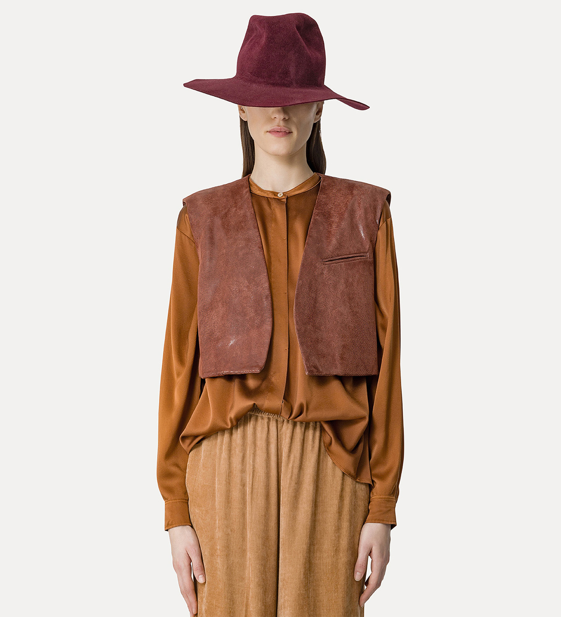 suede waistcoat with a lizard–skin pattern | forte_forte