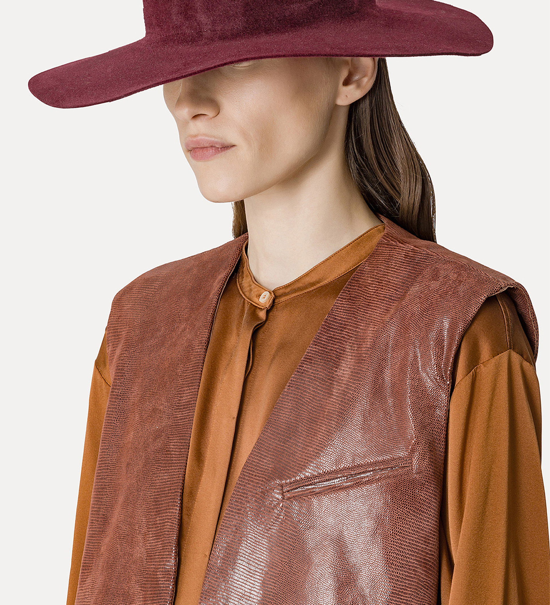 suede waistcoat with a lizard–skin pattern | forte_forte