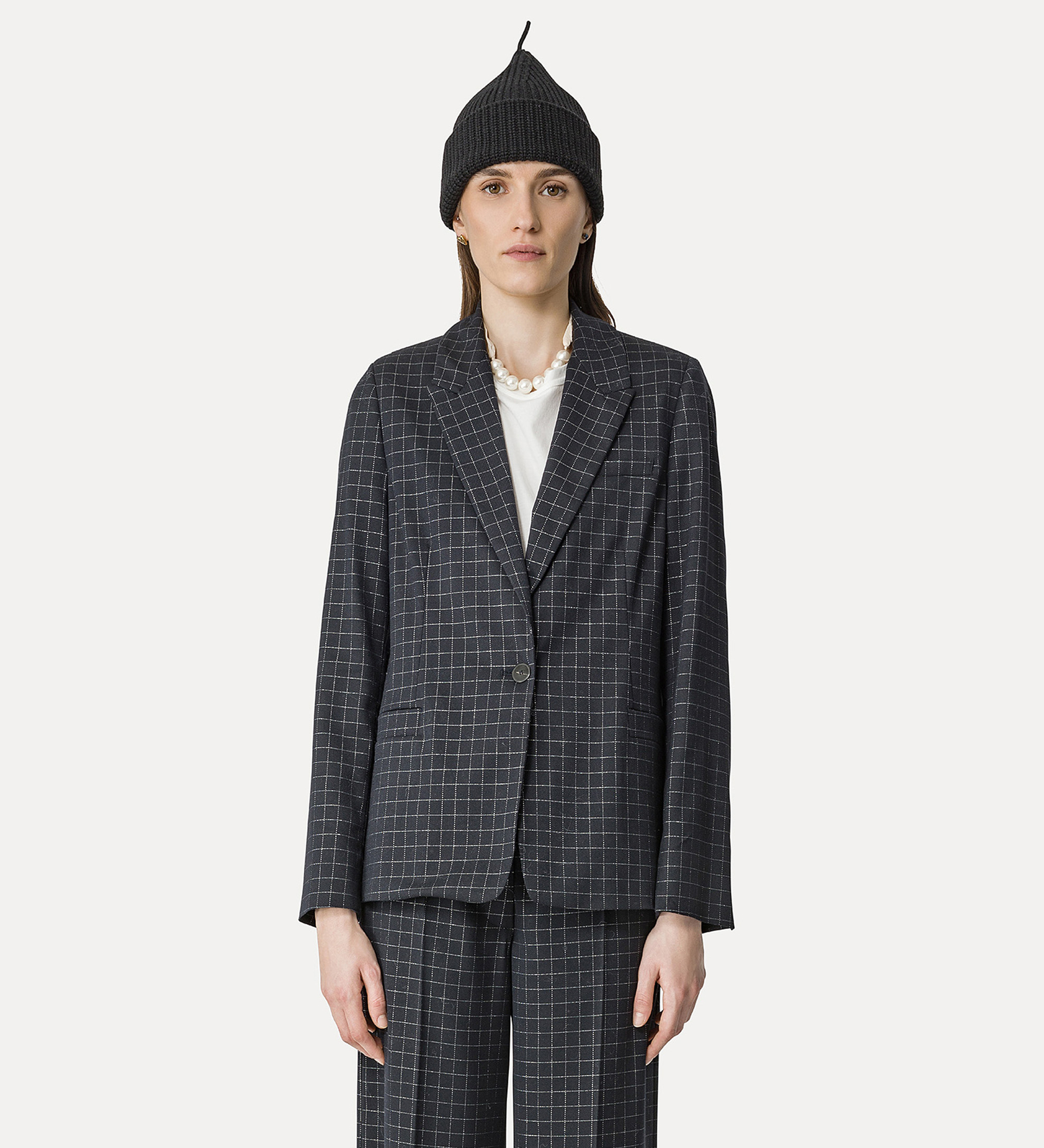 boxy jacket in silver–check batavia | forte_forte