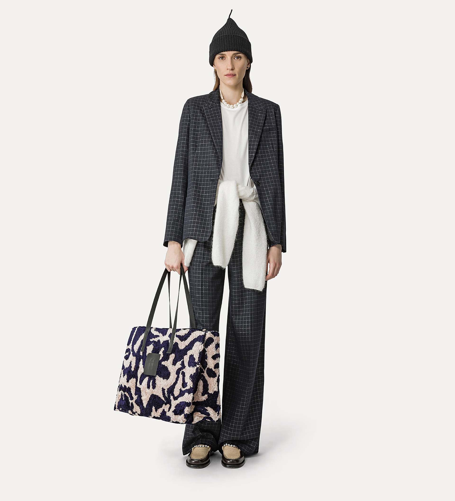 boxy jacket in silver–check batavia | forte_forte