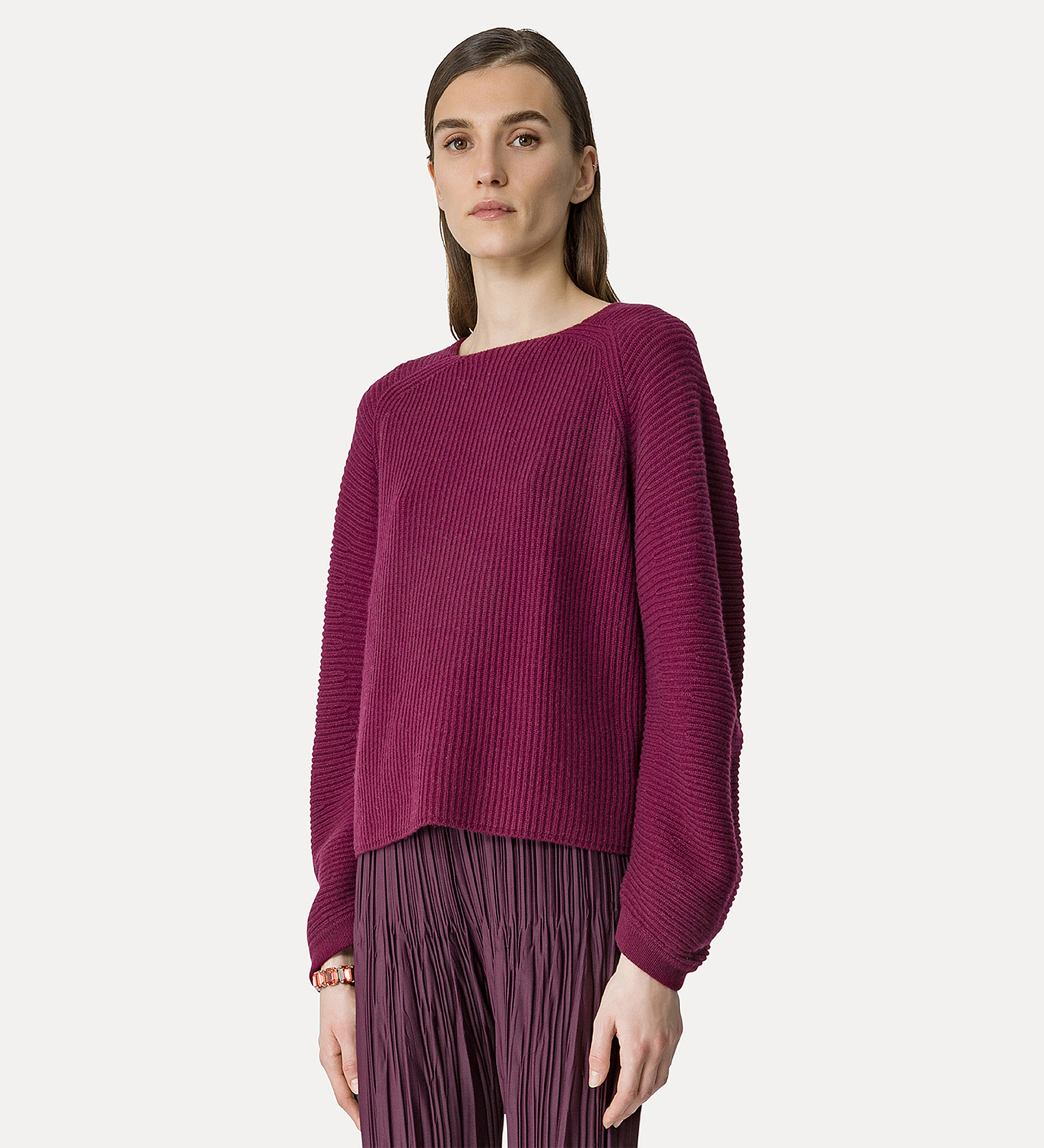 maglia half moon in cashmere e lana | forte_forte