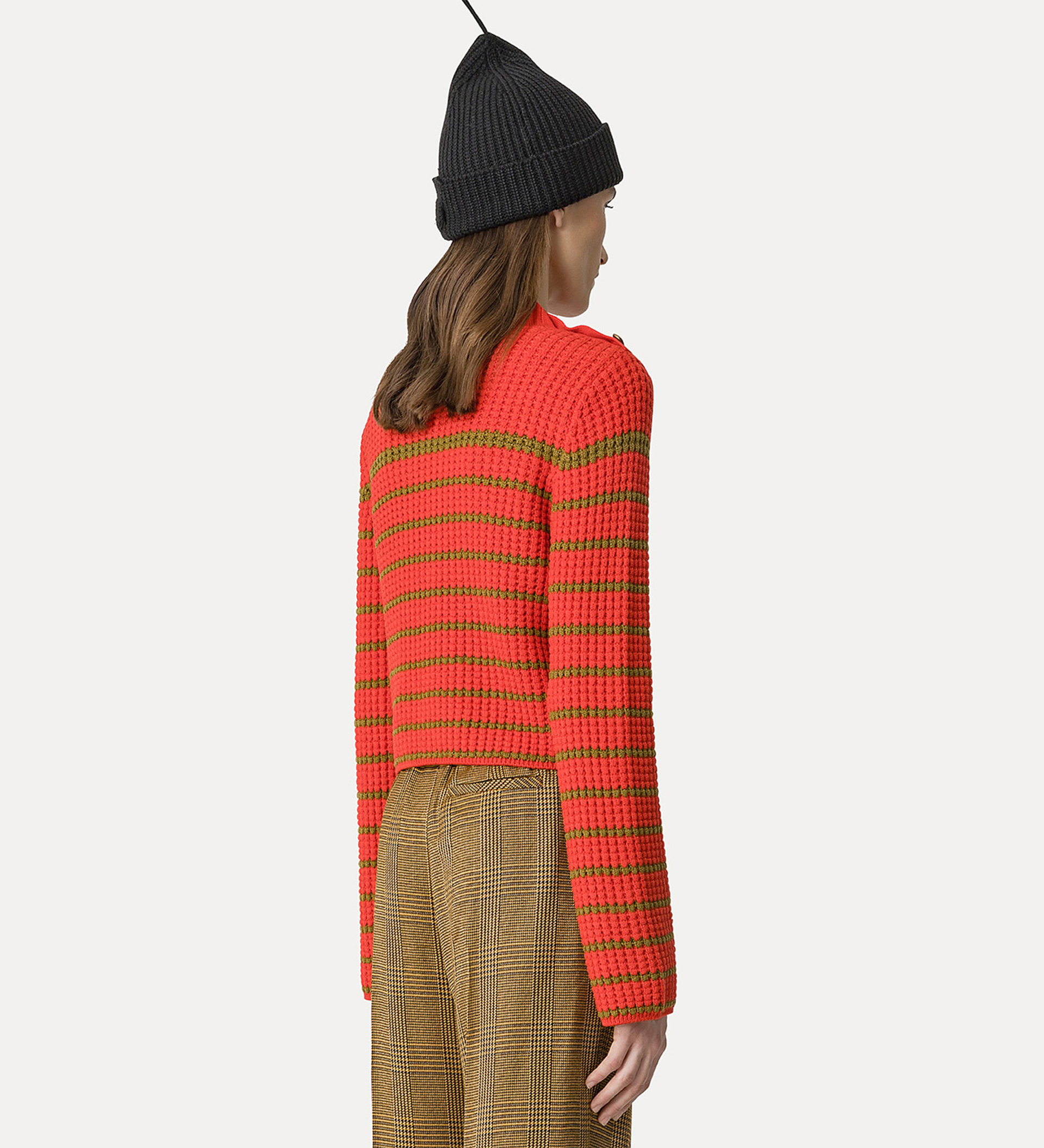 maglia a lupetto in lana merinos a righe | forte_forte