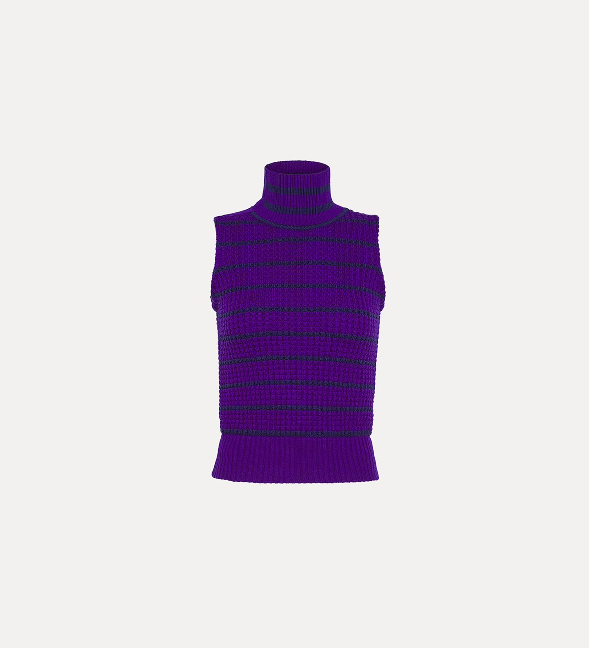 gilet a collo alto in lana merinos a righe | forte_forte