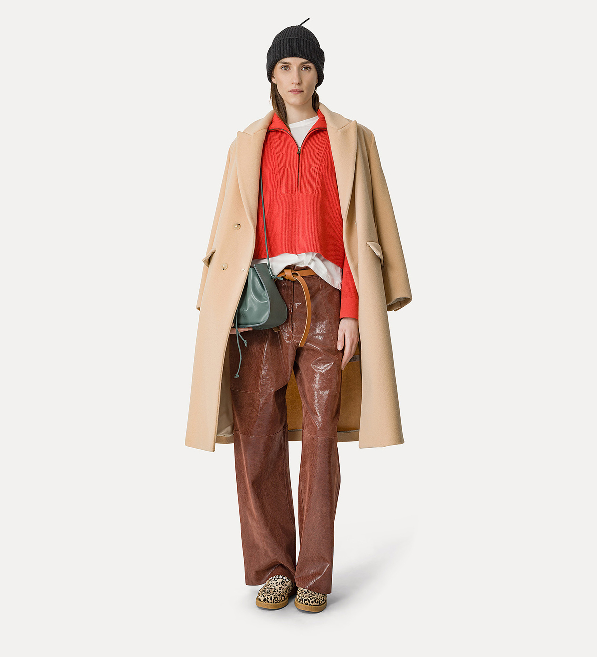 pantalon cargo en daim avec imprimé lézard | forte_forte