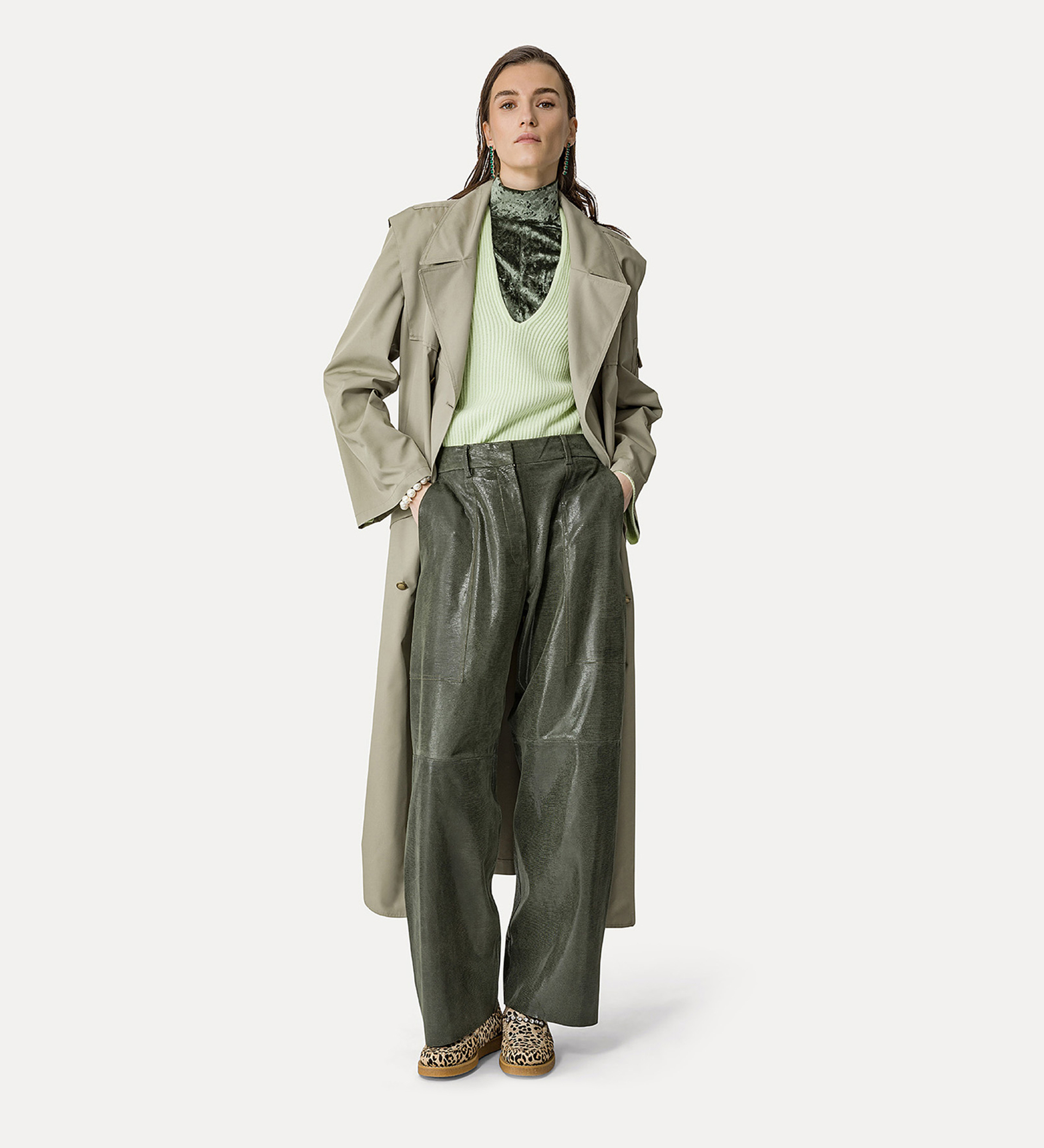 suede cargo pants in a lizard–skin pattern | forte_forte